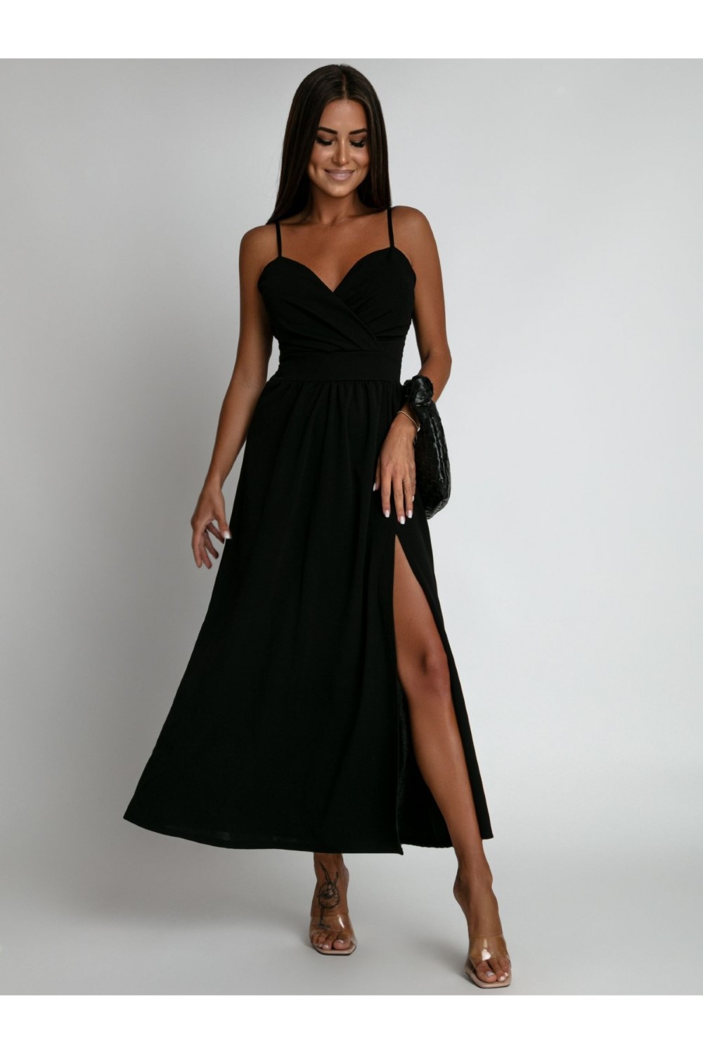 Black maxi dress with straps