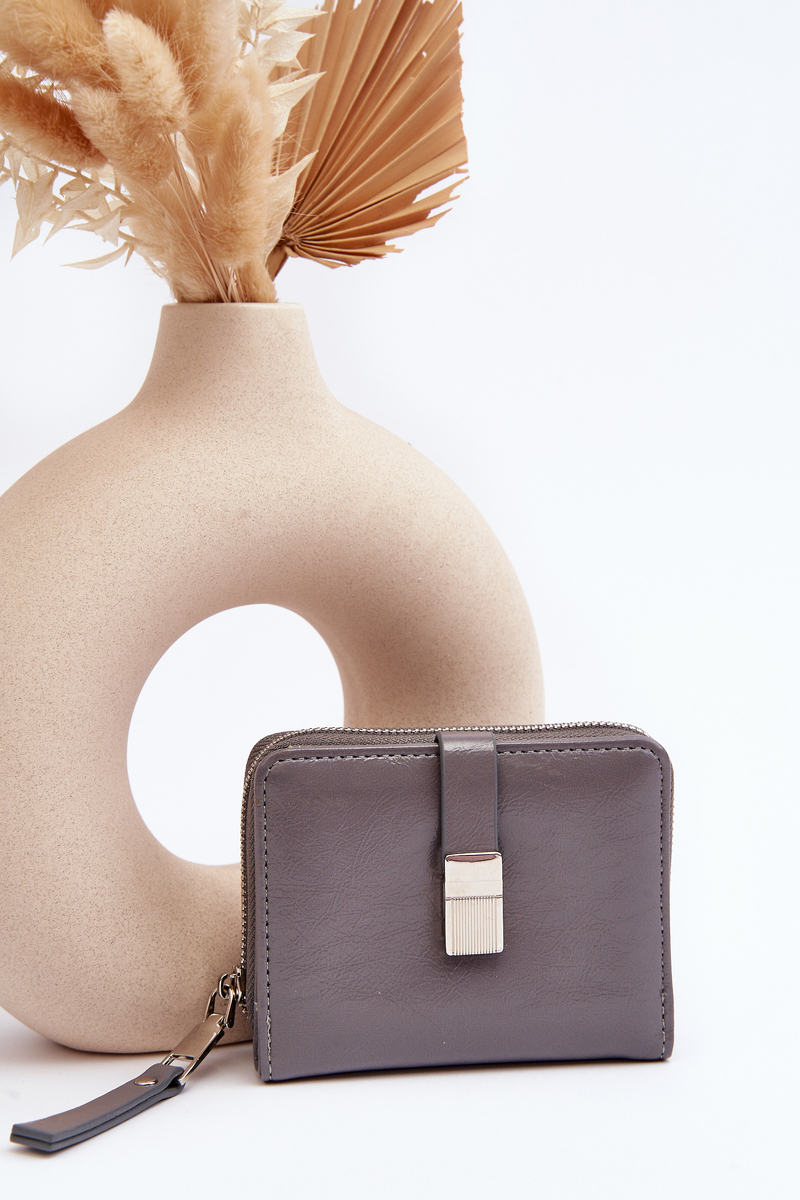 Women's patent leather wallet Gray Zalirna