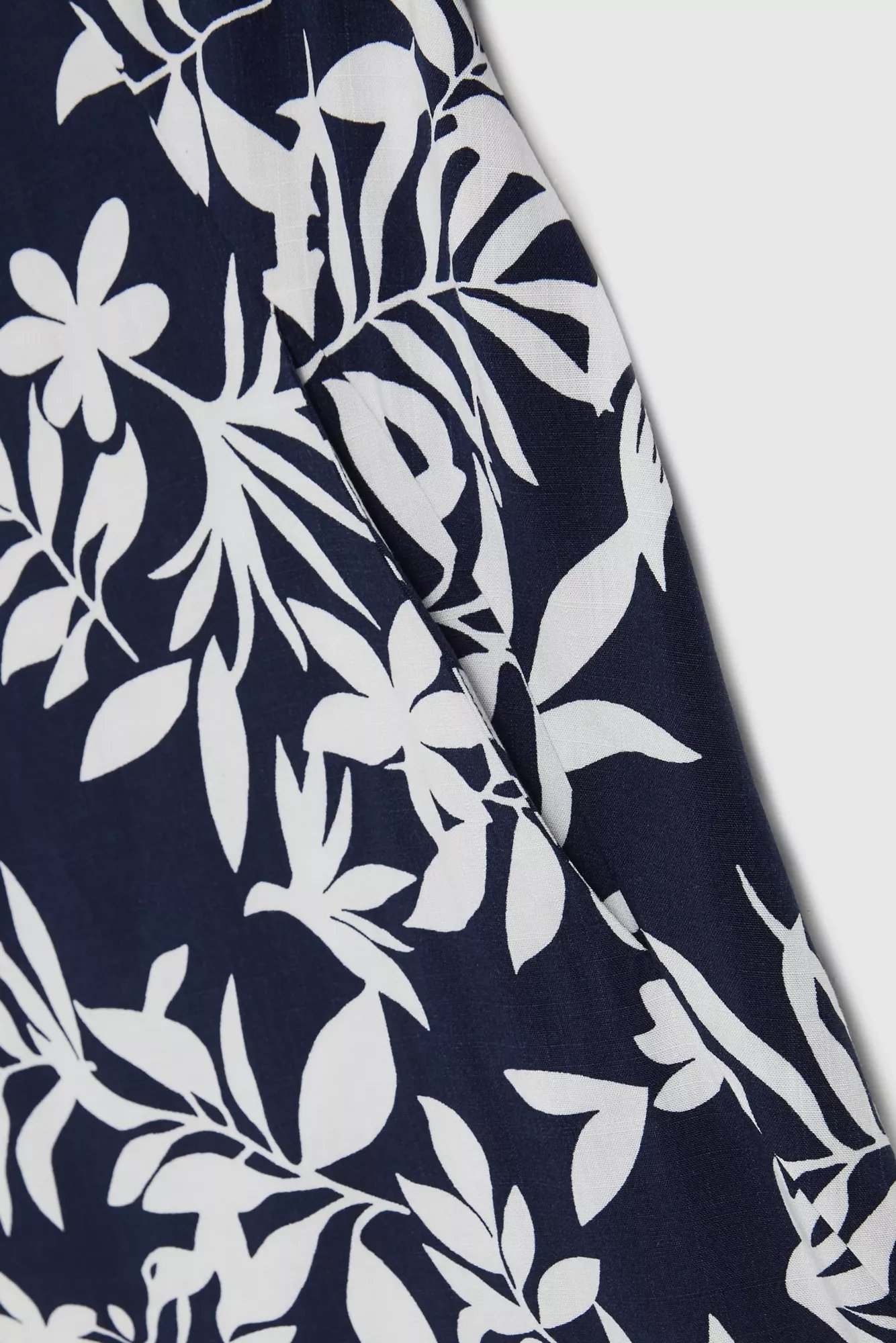 Women's dress MOODO - navy blue, floral pattern