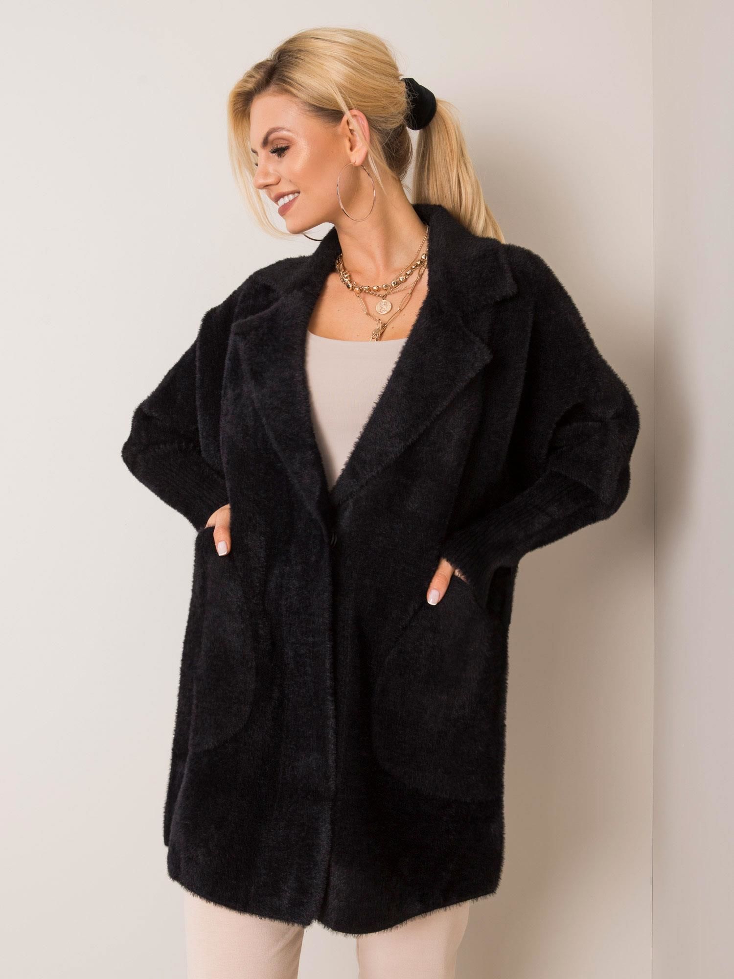 Black Fluffy Coat From Alpaca