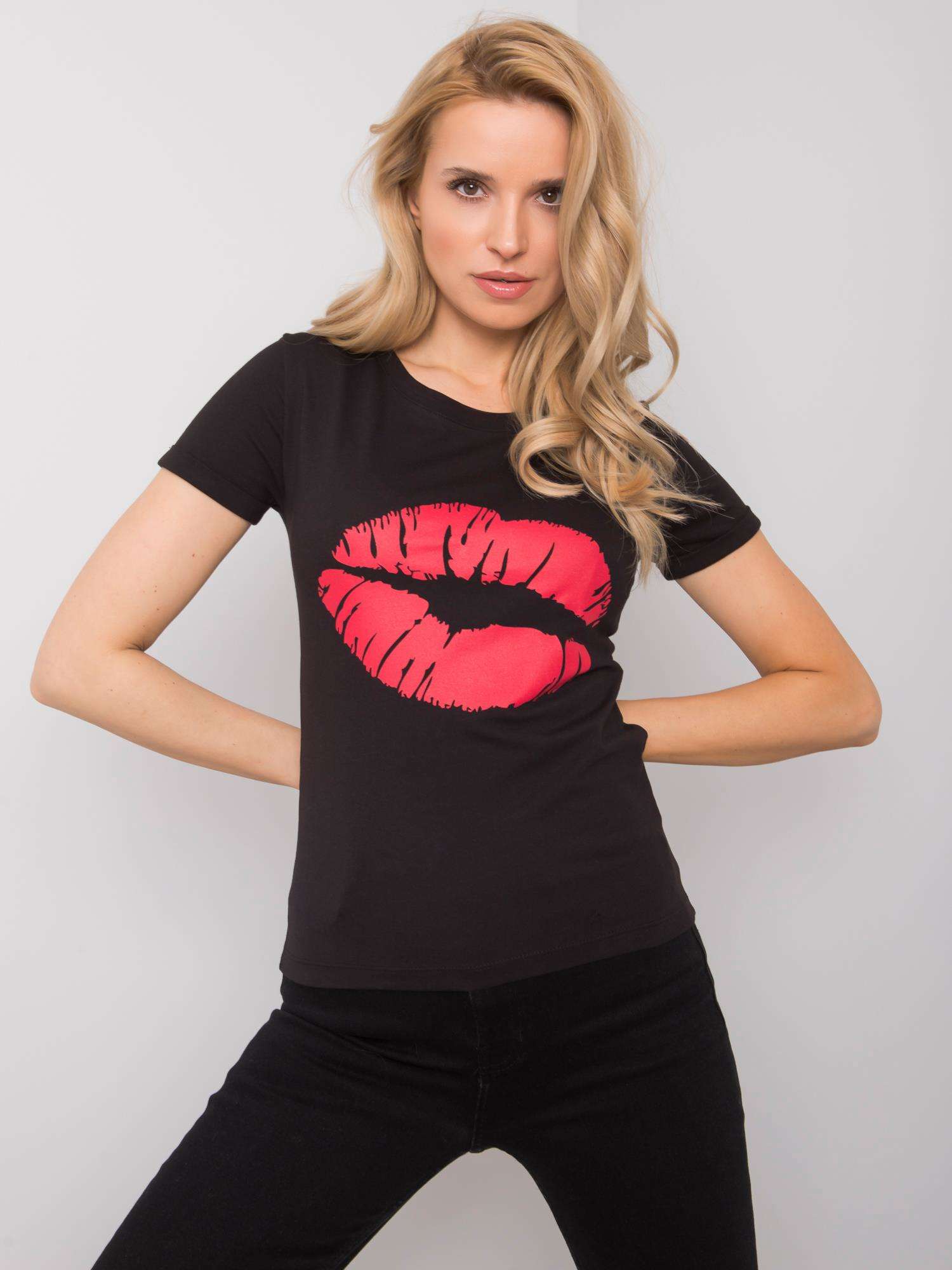 OCH BELLA Black Cotton T-shirt With Print