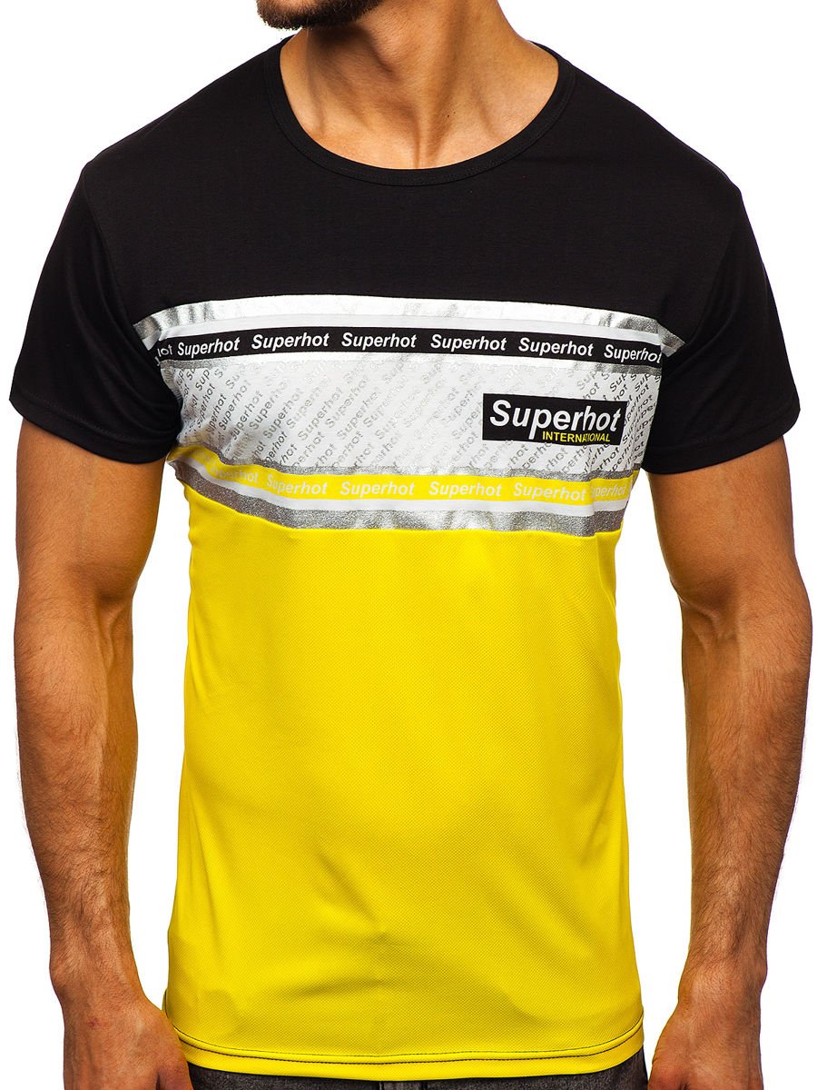 Men's T-shirt With Print KS1959 - Yellow,