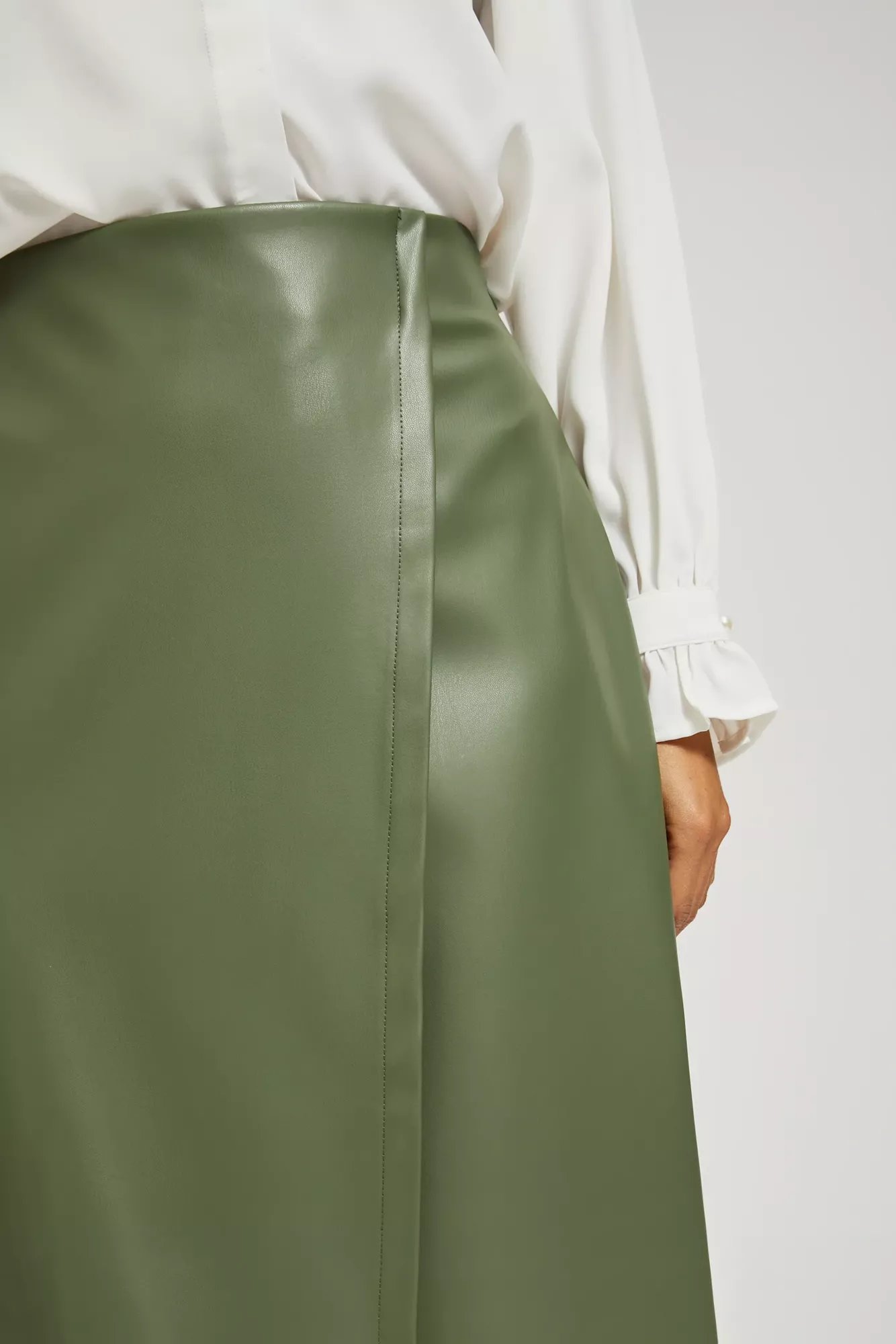 Waxed midi skirt