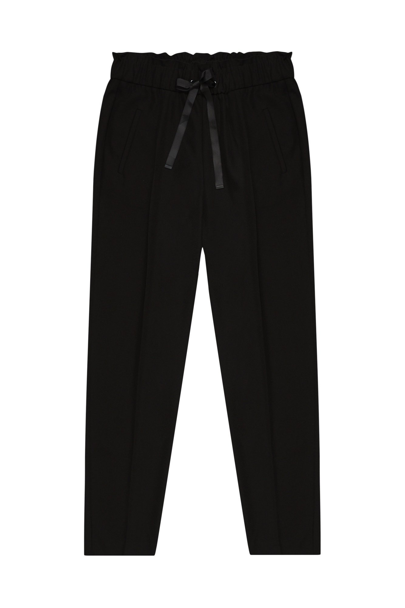 Pantaloni cu picioare drepte și o legătură în talie - negru