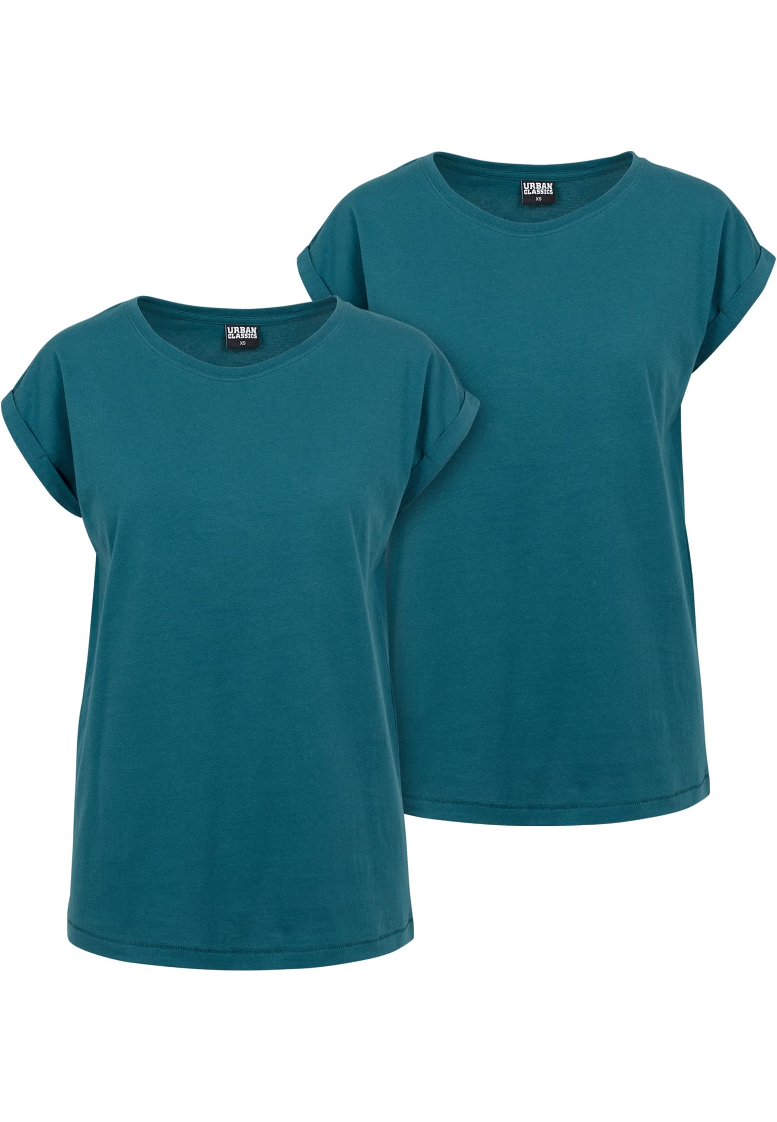 Women's T-shirt with extended shoulder 2-pack blue-green/teal-green