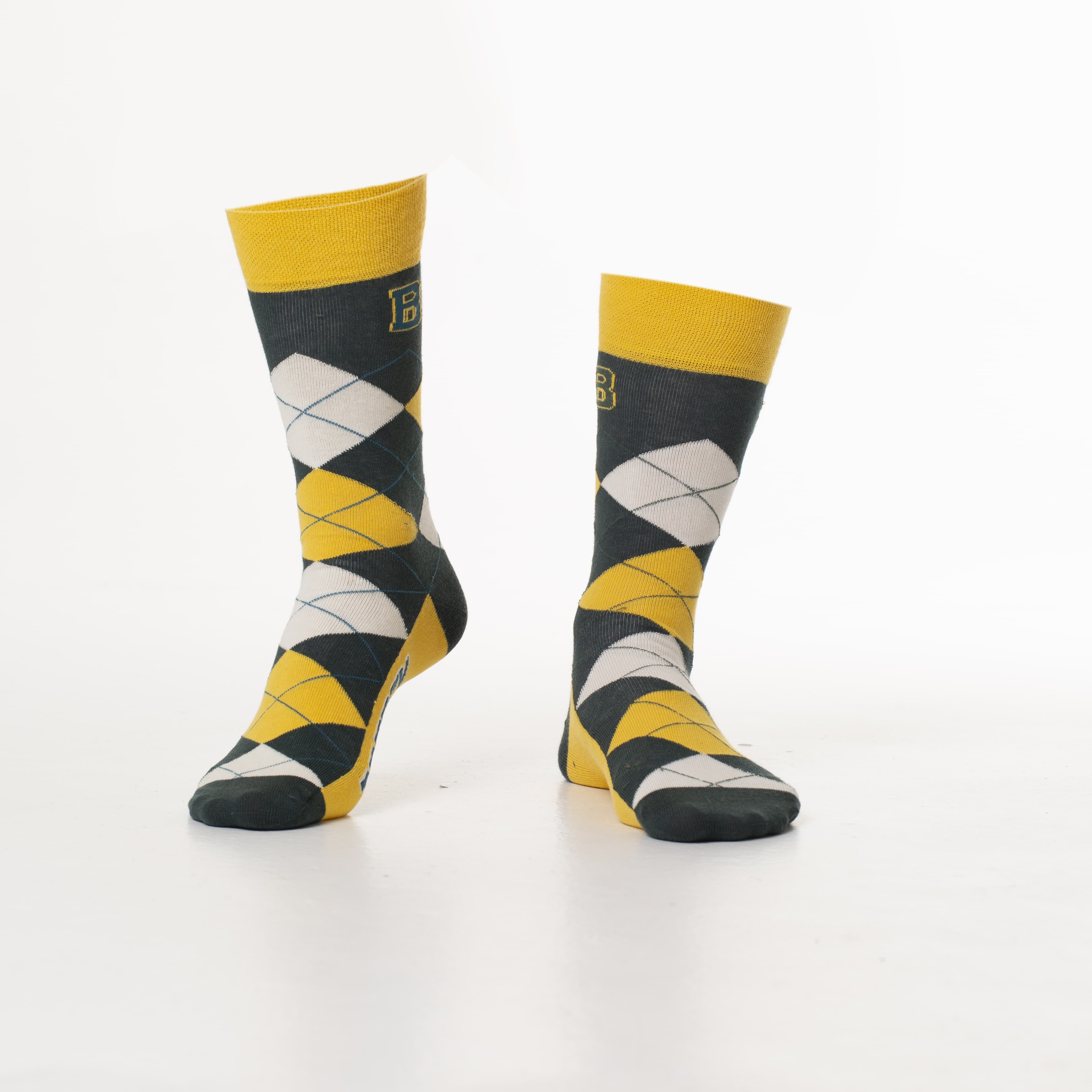 Levně Žluté pánské ponožky s nápisem