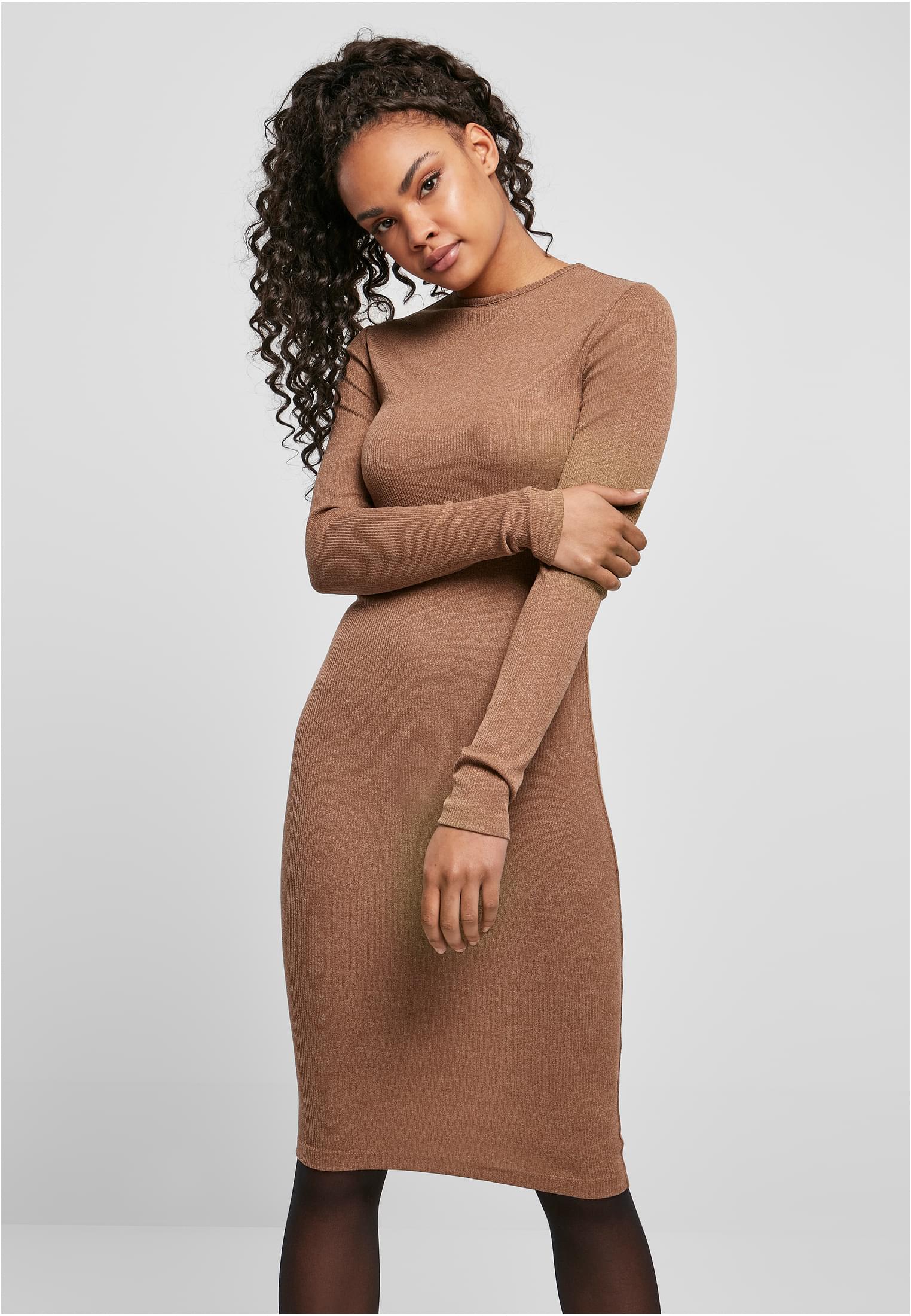 Women's Ribbed Dress URBAN CLASSICS - Brown