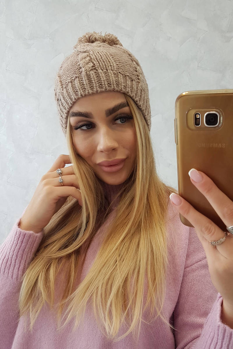 Fleece beanie Stefania K278 dark beige