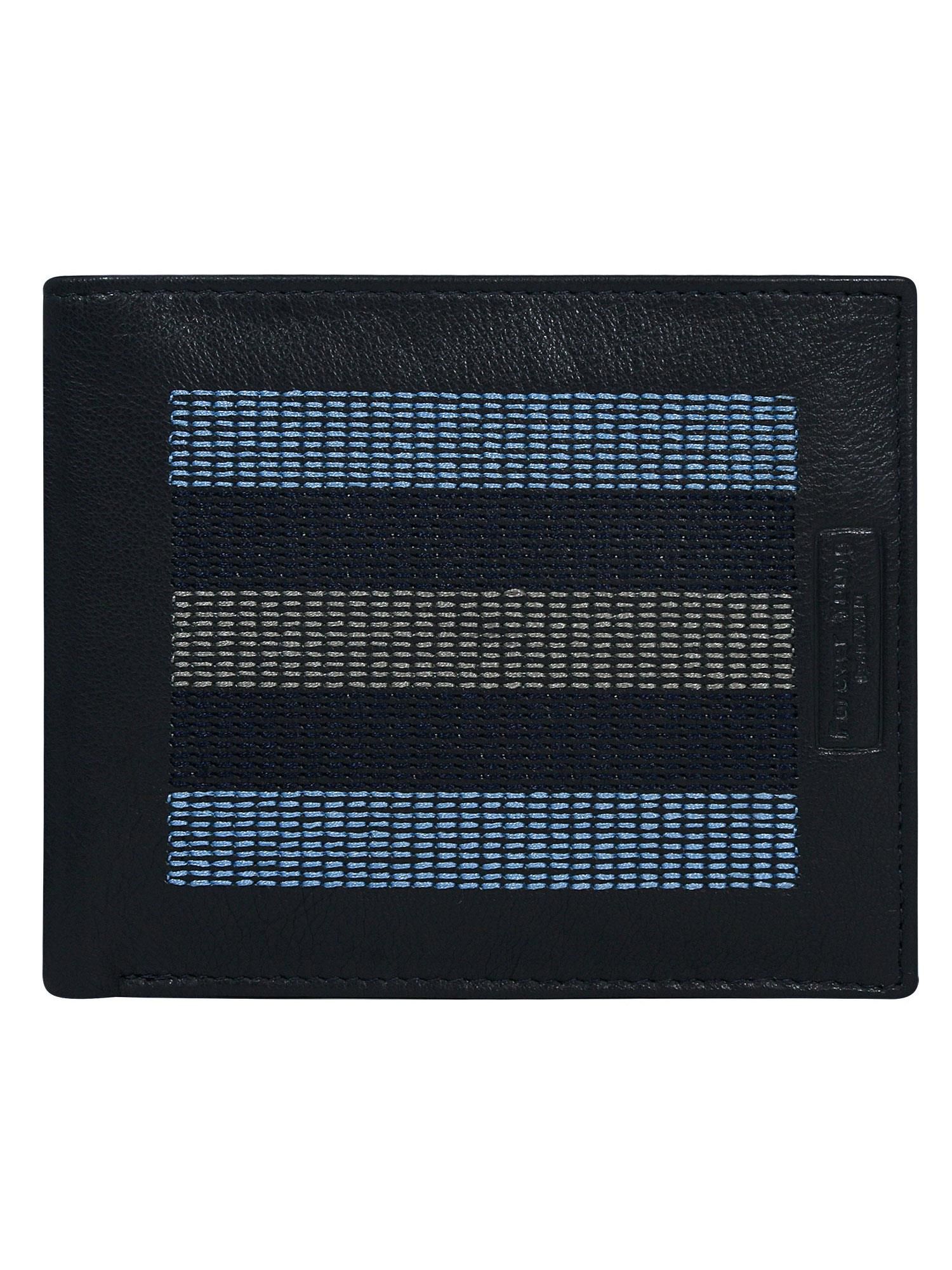 Levně Tmavě modrá kožená peněženka s prošíváním