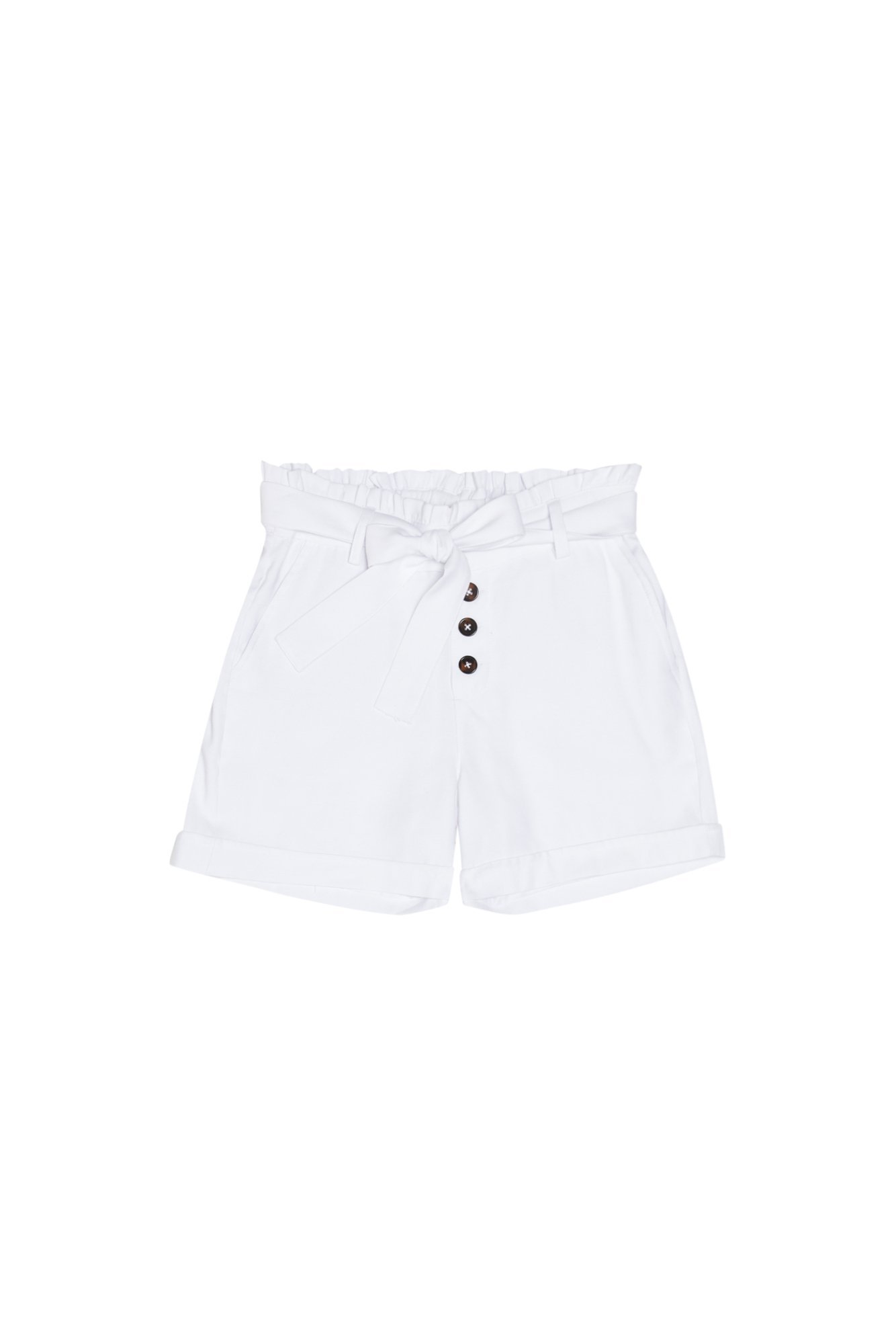 Pantaloni scurți albi cu cravată