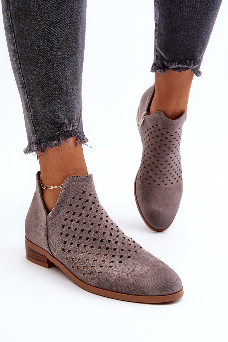 Women's Low Flat Boots - Grey Janetris