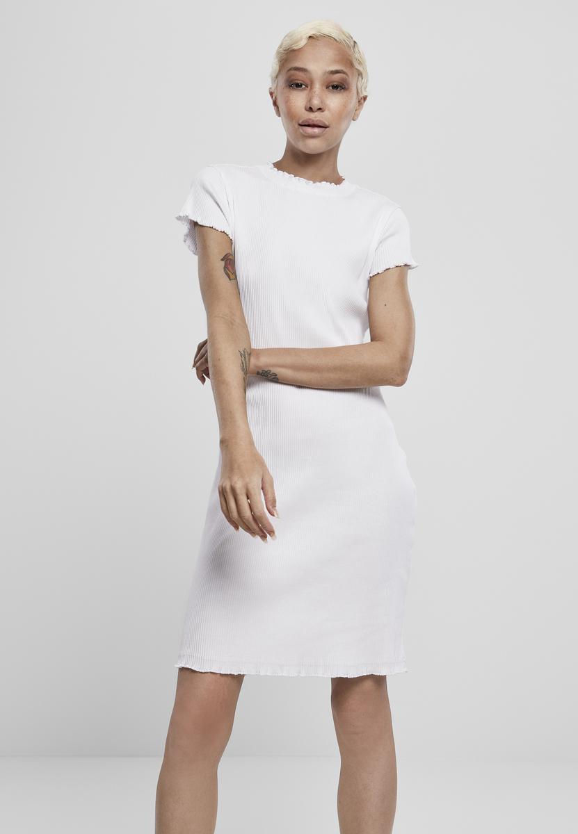 Doamnelor Rib Tee Rochie albă