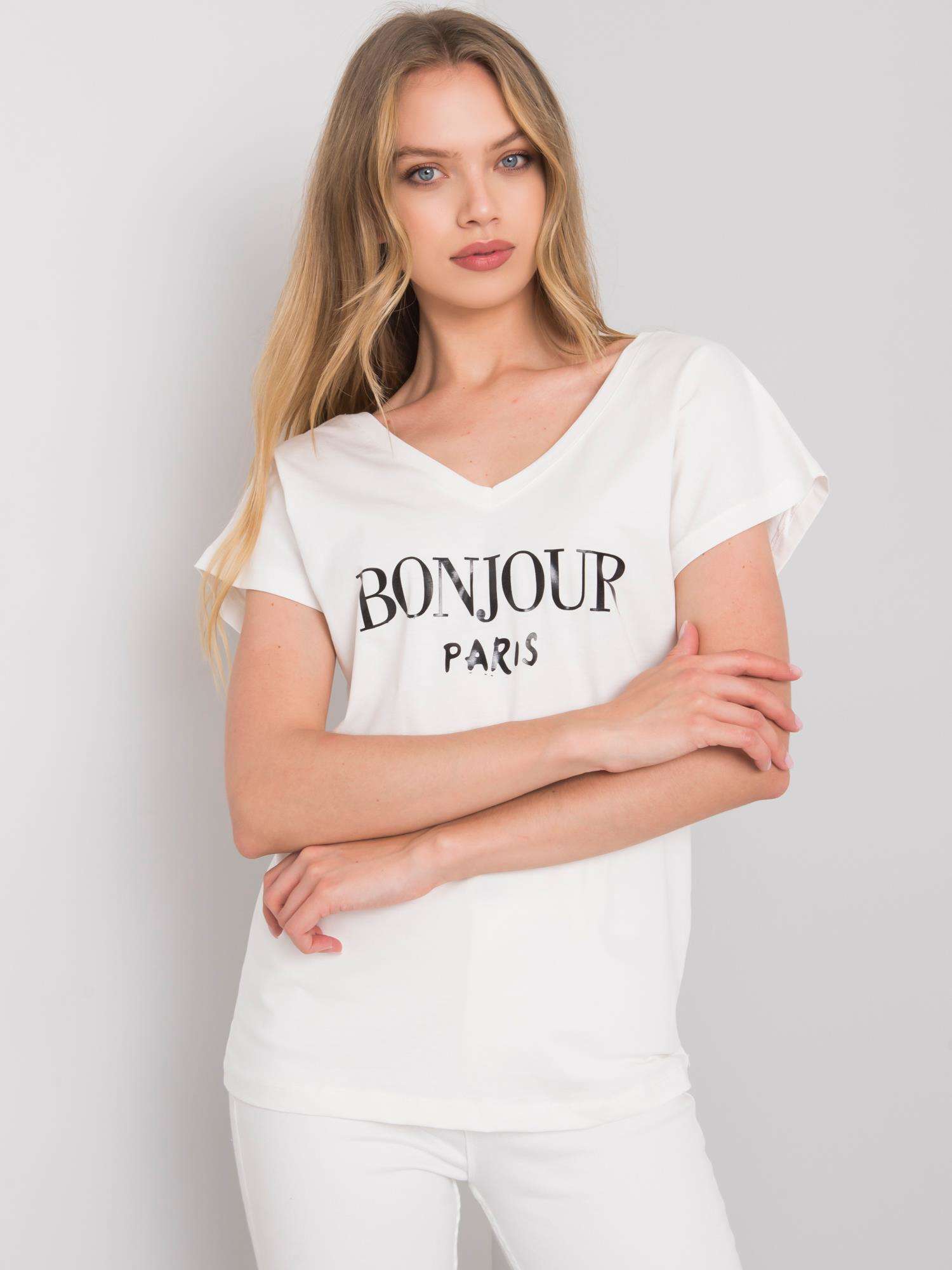 T-shirt With Ecru Print