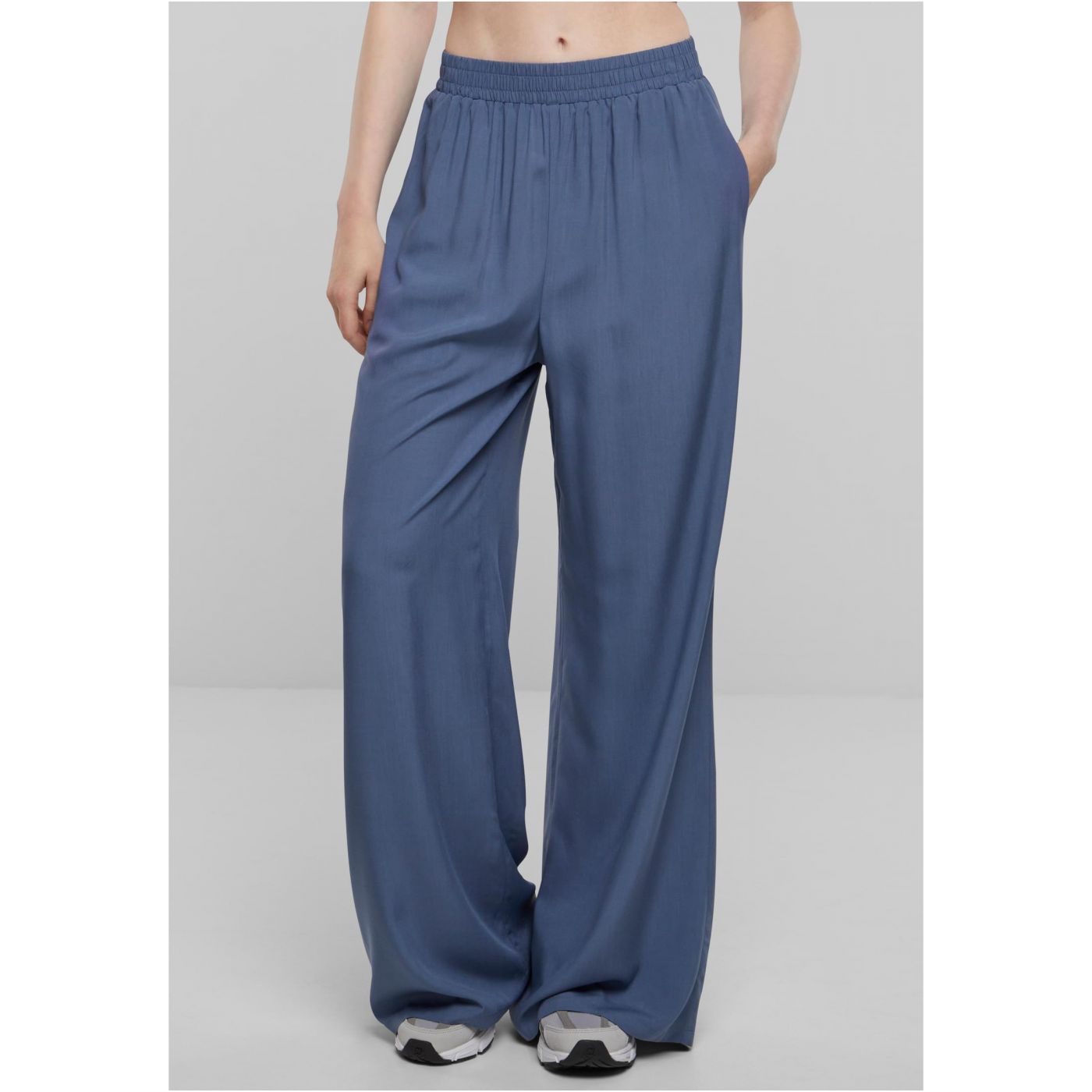 Women's Viscose Trousers With Wide Legs - Blue