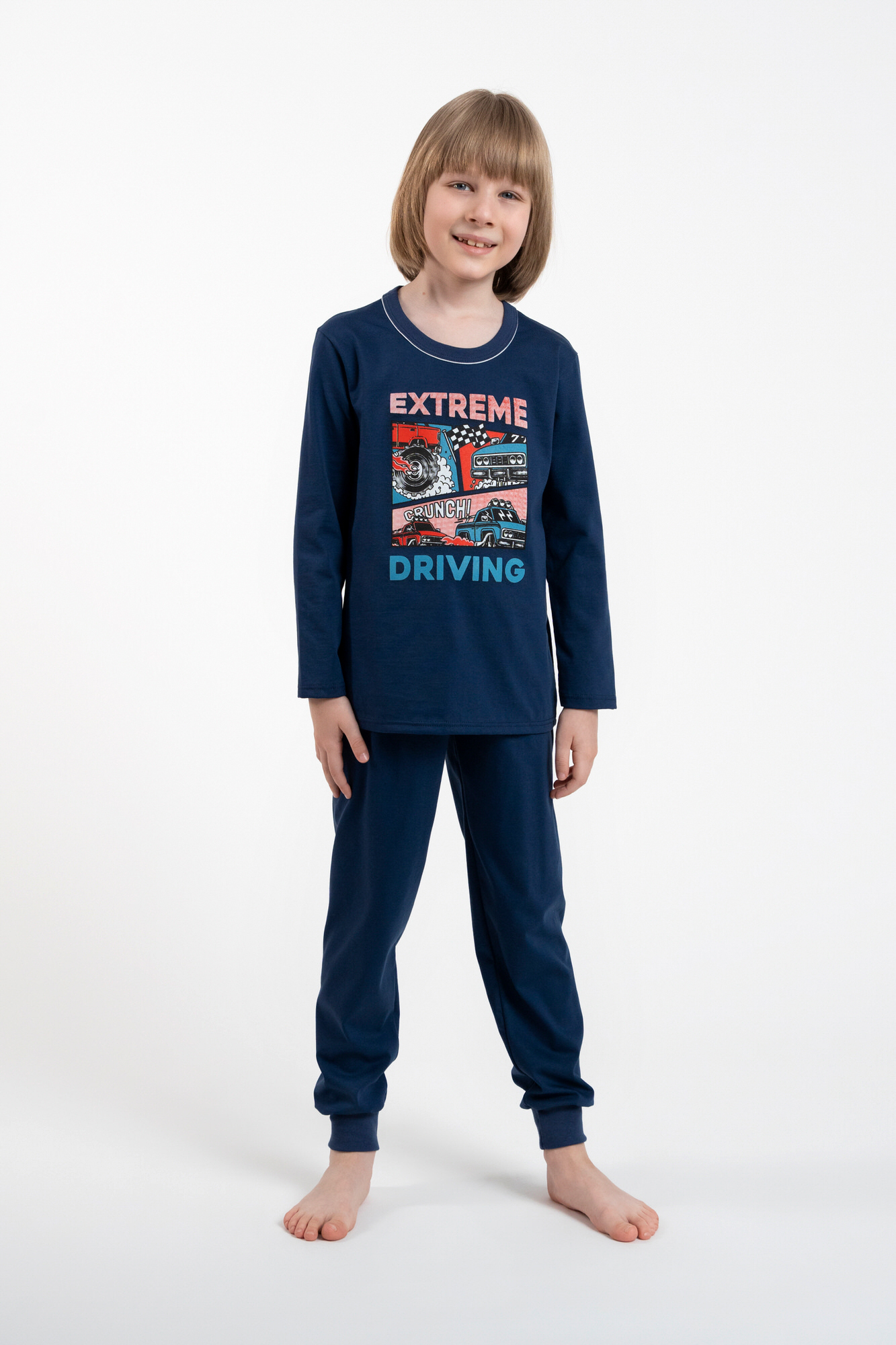 Boys' Pajamas, Long Sleeves, Long Pants - Navy Blue