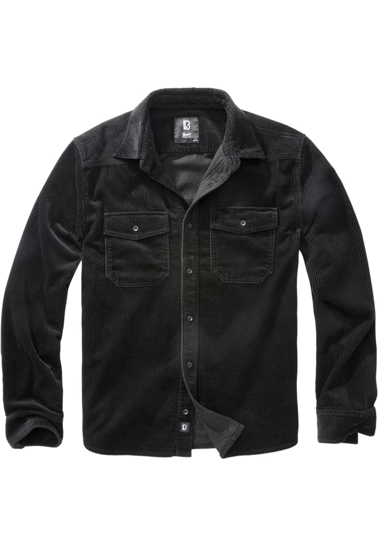Corduroy classic long-sleeved shirt black