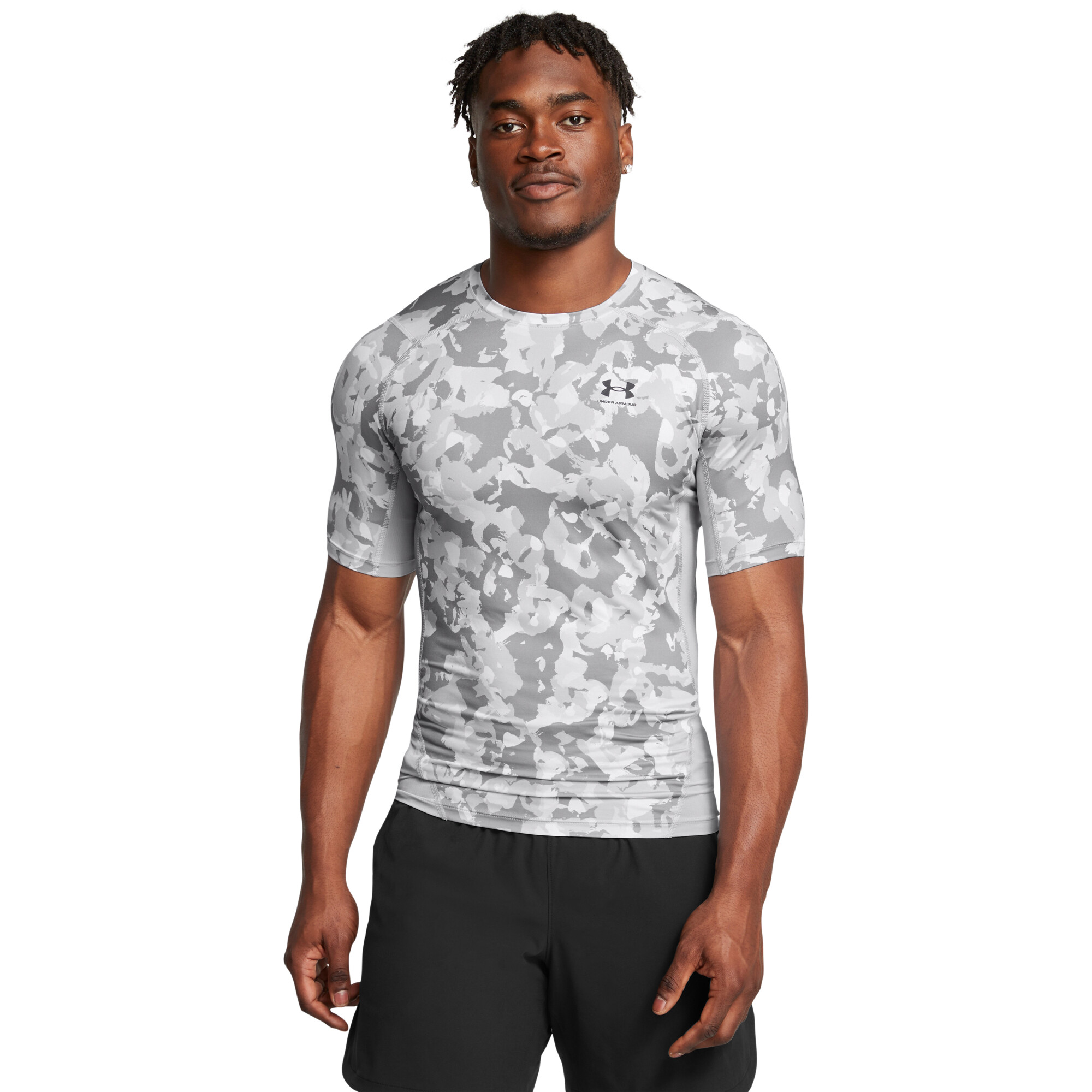 UA HG Armour Prtd SS-GRY