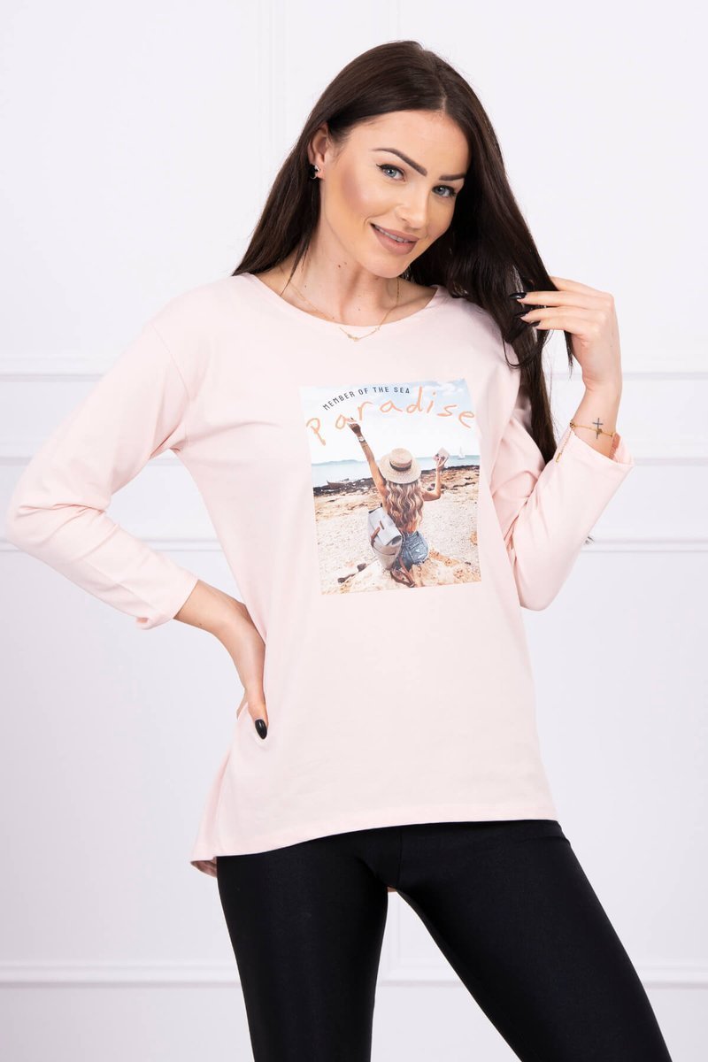 Blouse with Paradise print powder pink