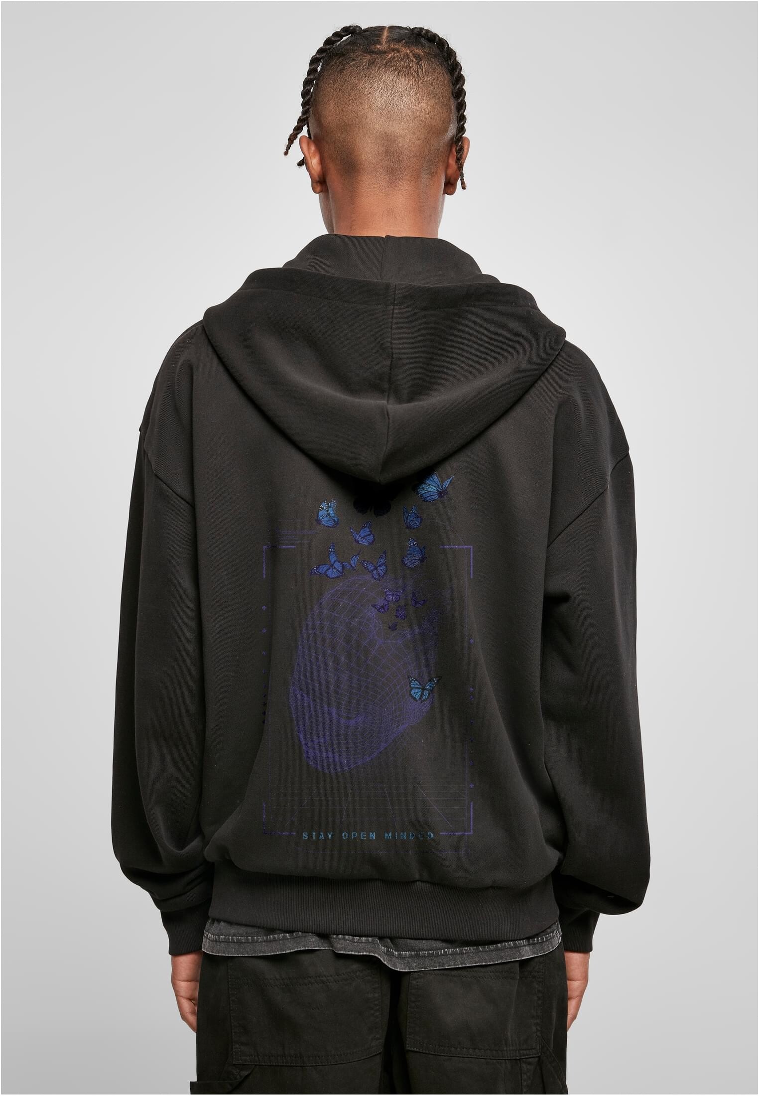 Men&#039;s Grid Head Butterfly Oversize Hoody black