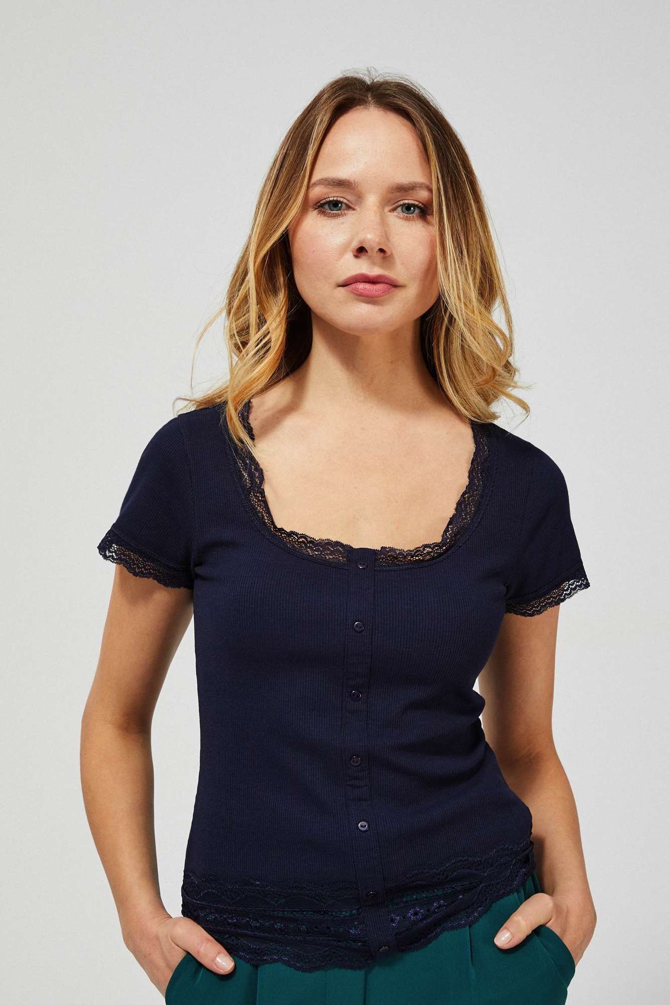 Lace Blouse - Dark Blue