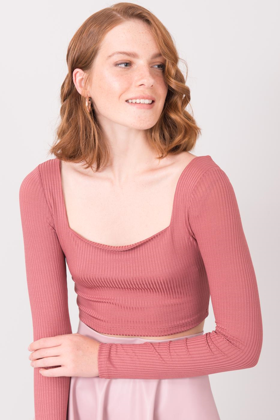 Bluza cu nervuri roz BSL