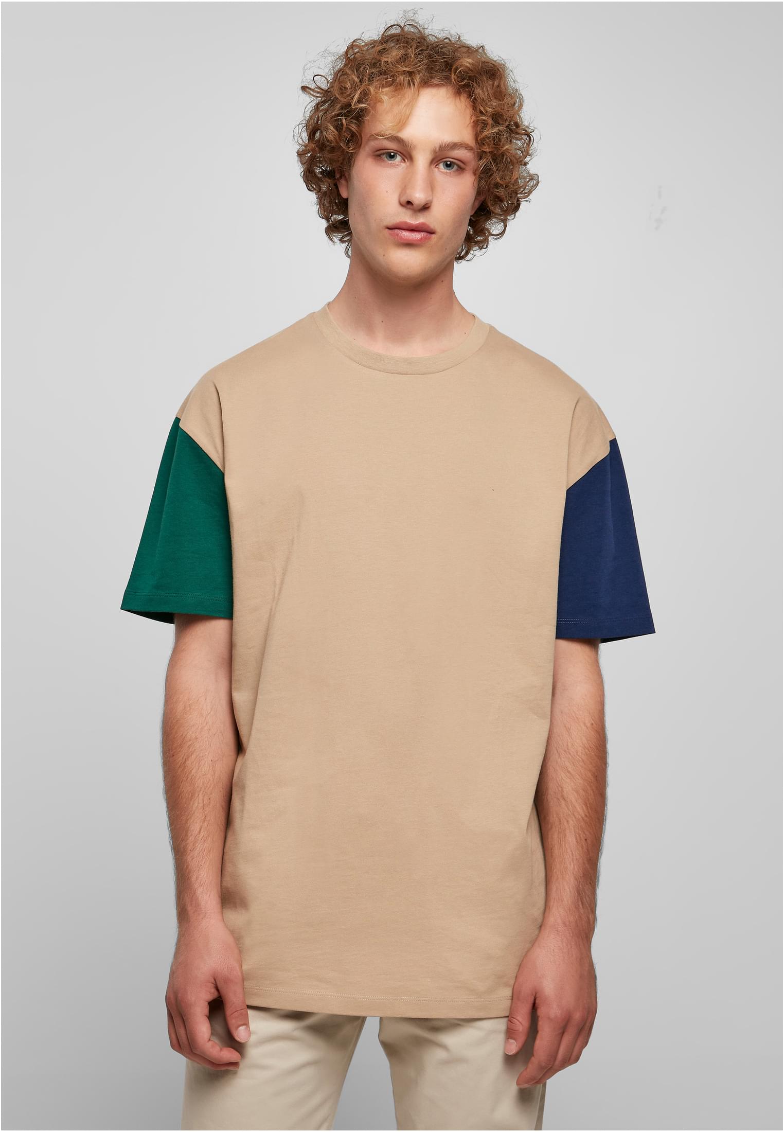 Organic oversized T-shirt Colorblock unionbeige