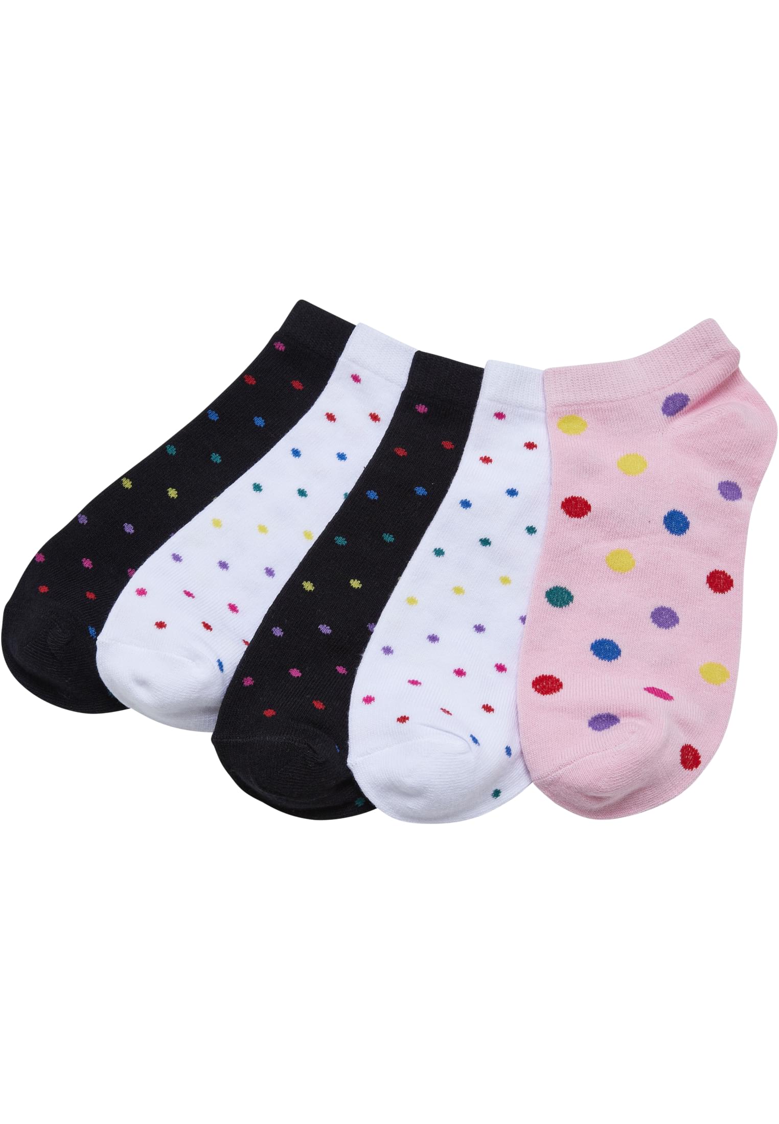 Levně No Show Socks Rainbow Dots 5-balení bílá/černá/hibiskuspink
