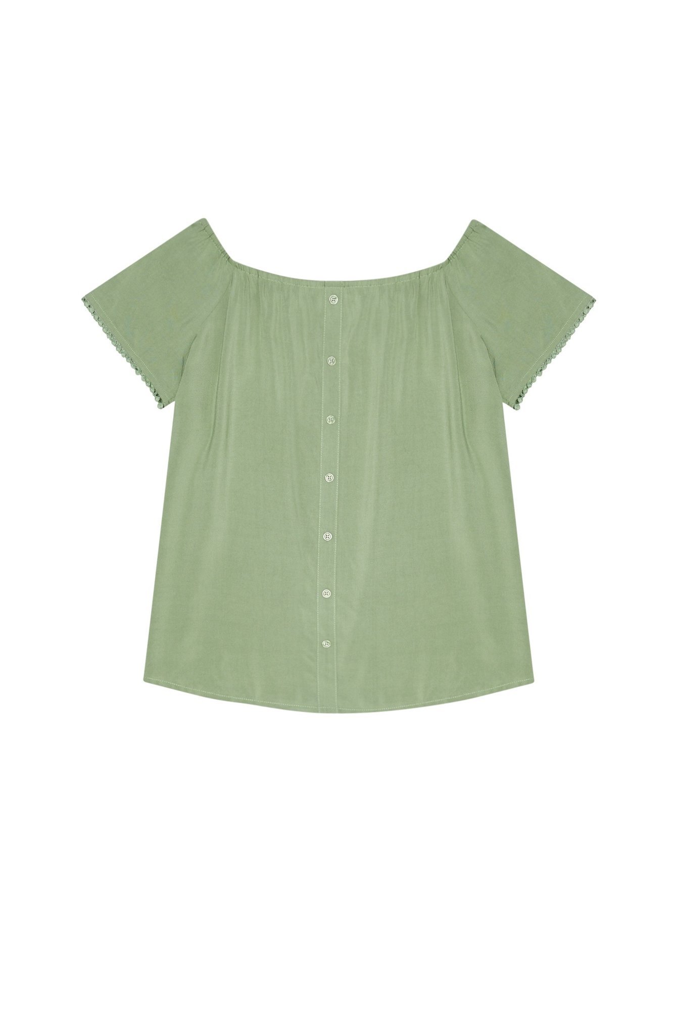 Shirt Blouse With Decorative Sleeves - Olive