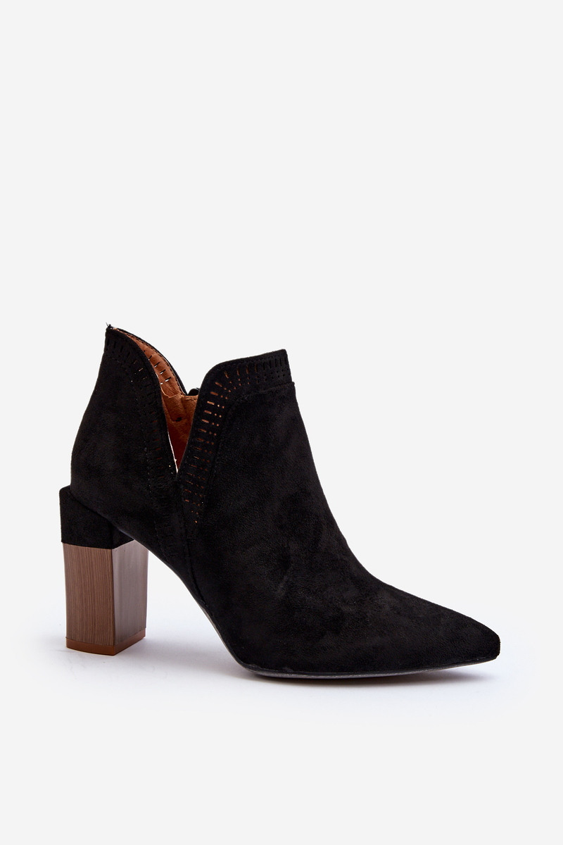 Black Vailen high-heeled ankle boots with an openwork pattern