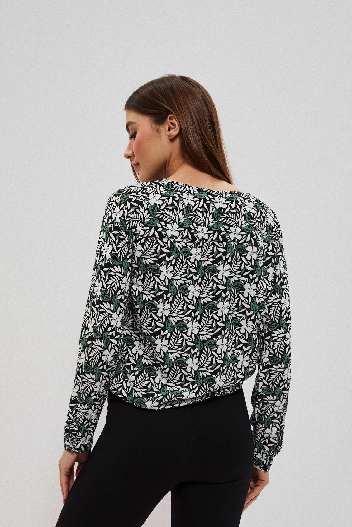 Shirt with plant print - black
