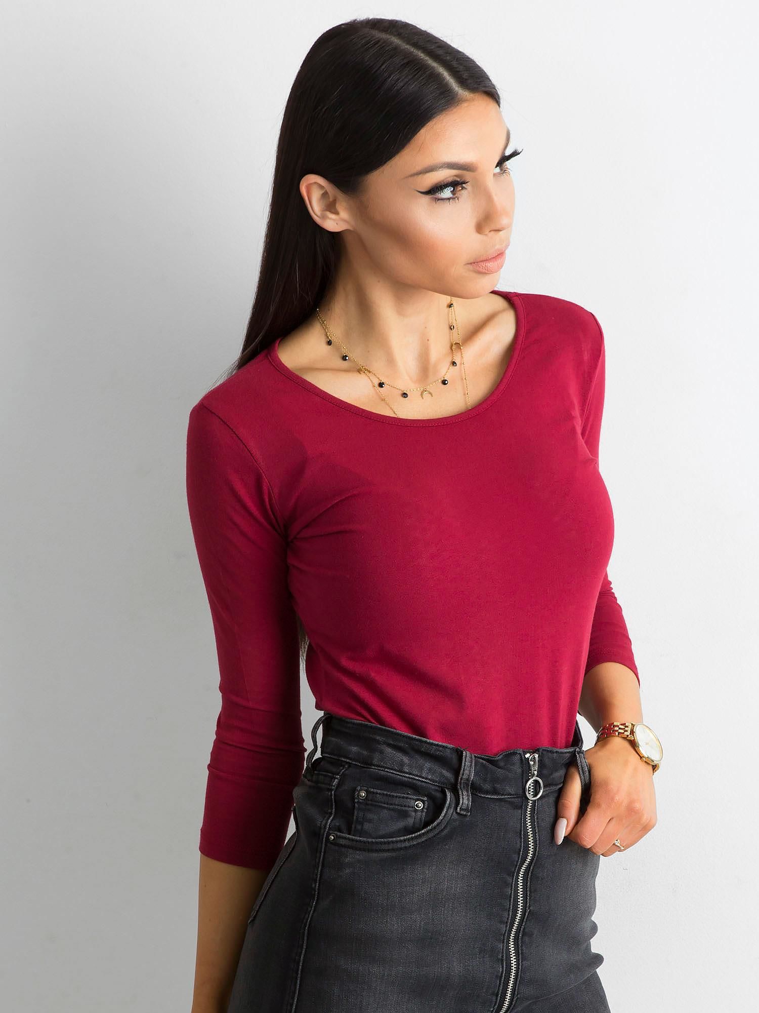 Bluza de bază din bumbac burgundy