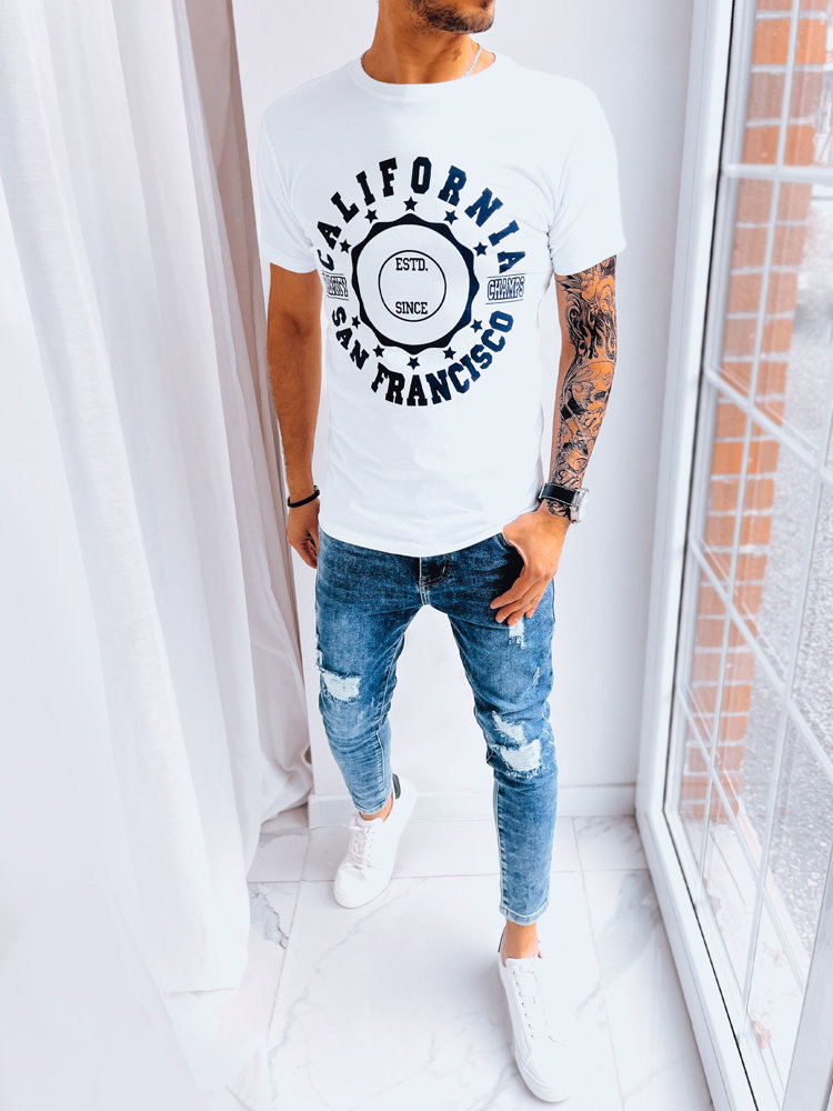 White men's T-shirt with Dstreet print