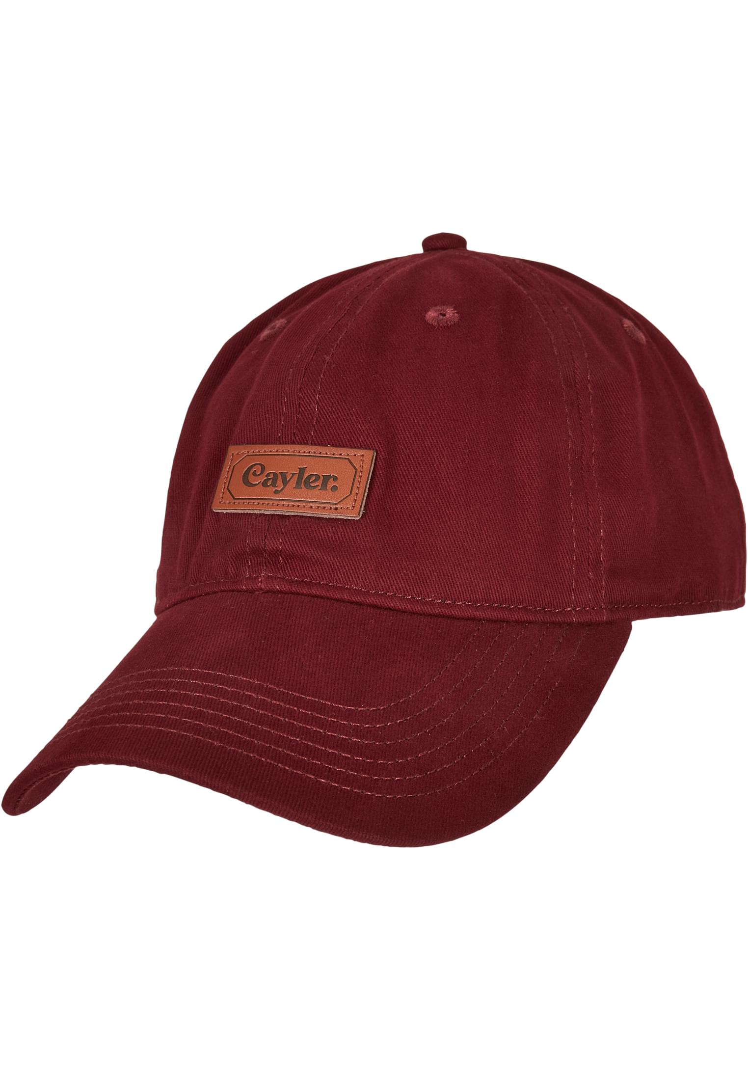 Elegant Bordeaux Curved Cap With Patch