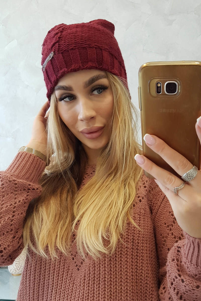 Beanie with fleece Ula K271 burgundy