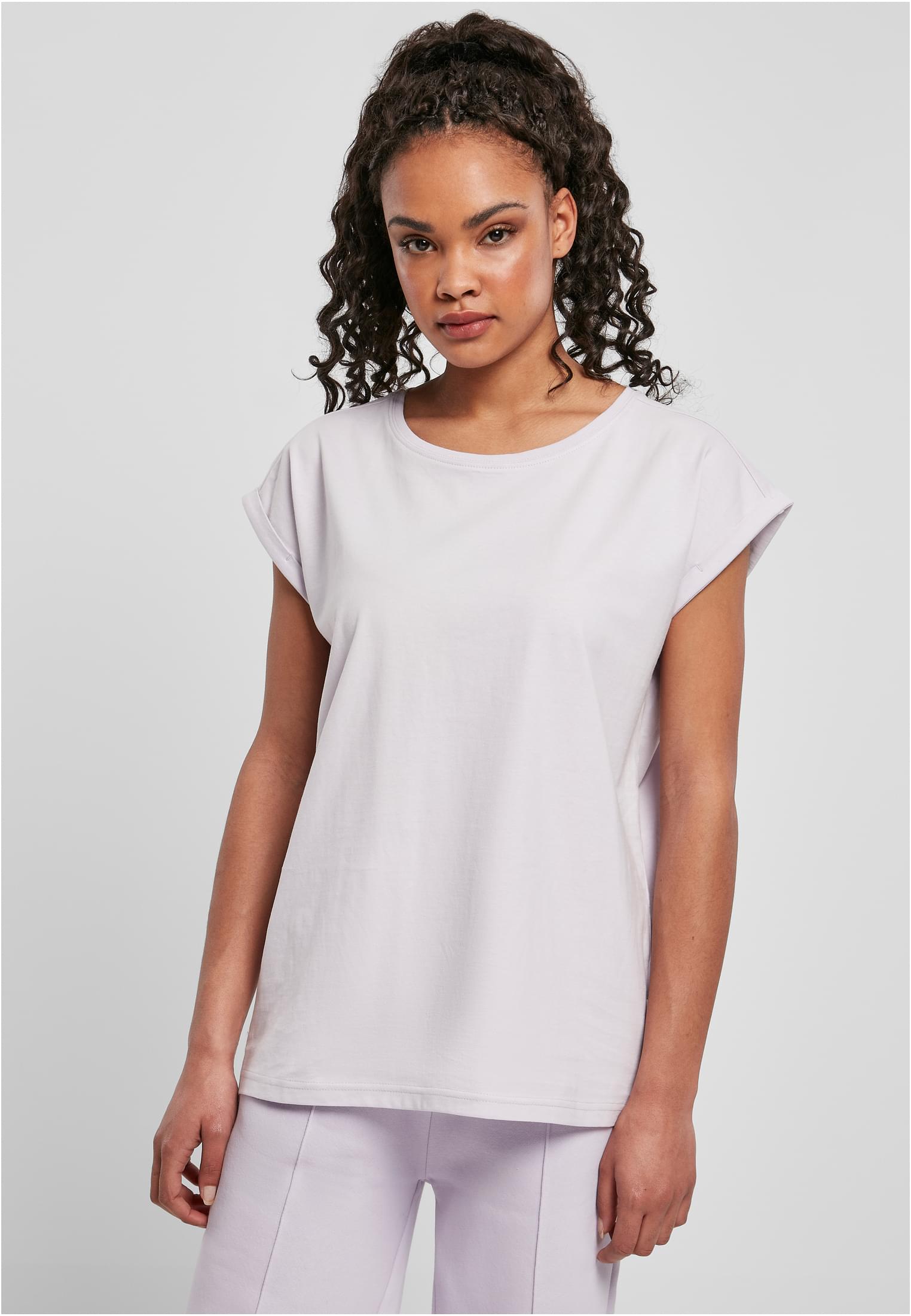 Levně Dámské organické tričko s prodlouženým ramenem soft lilac