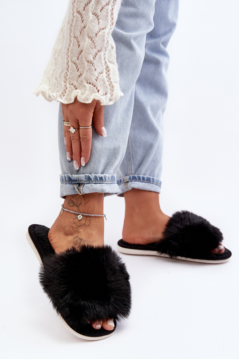 Women's Slippers With Fur Black Vienitta