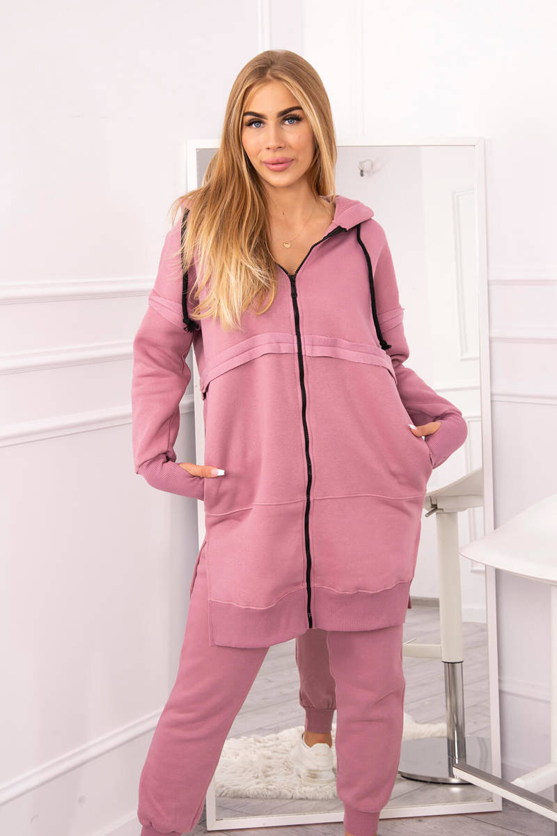 Insulated Set With A Long Sweatshirt Of Dark Pink Color