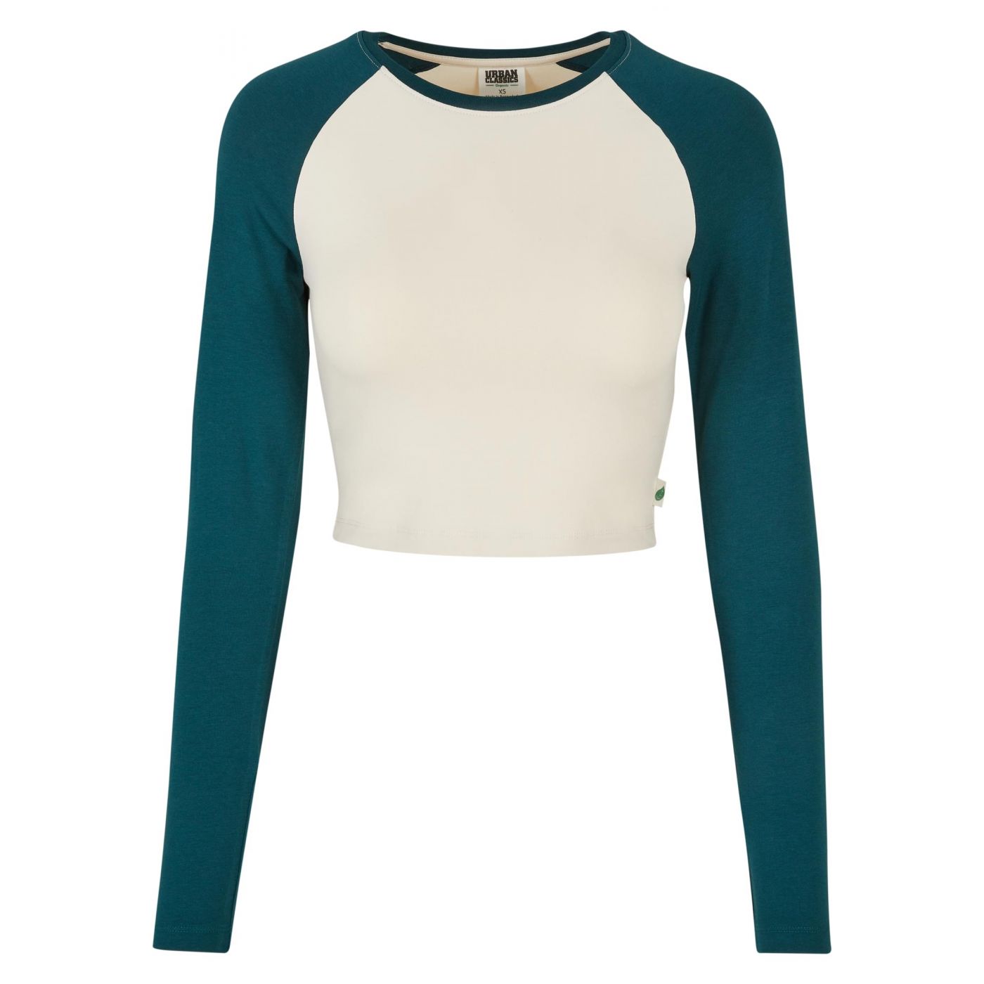 Women's Organic Cropped Retro Baseball Long Sleeves With White Sand/Jasper