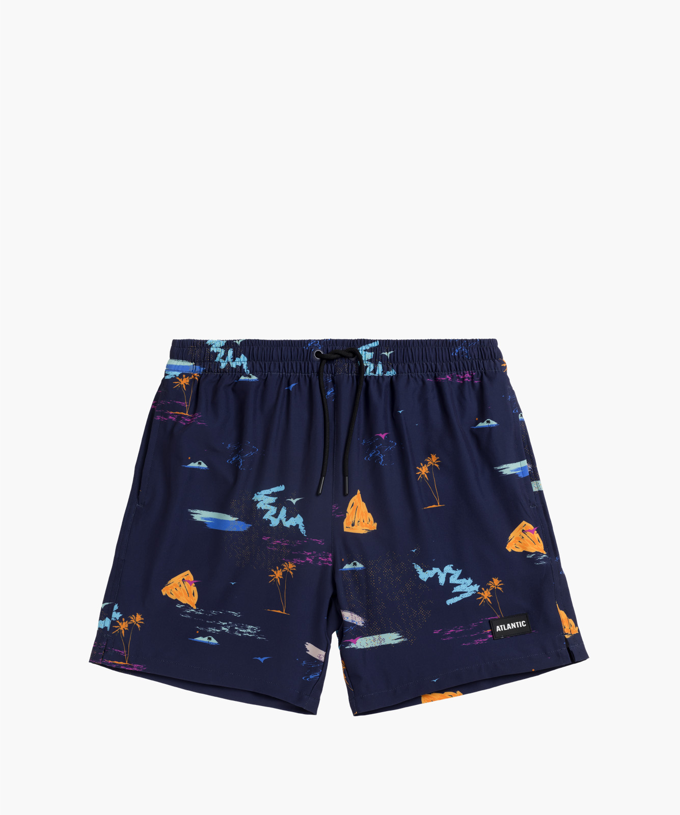 Men's beach shorts ATLANTIC - navy blue with pattern