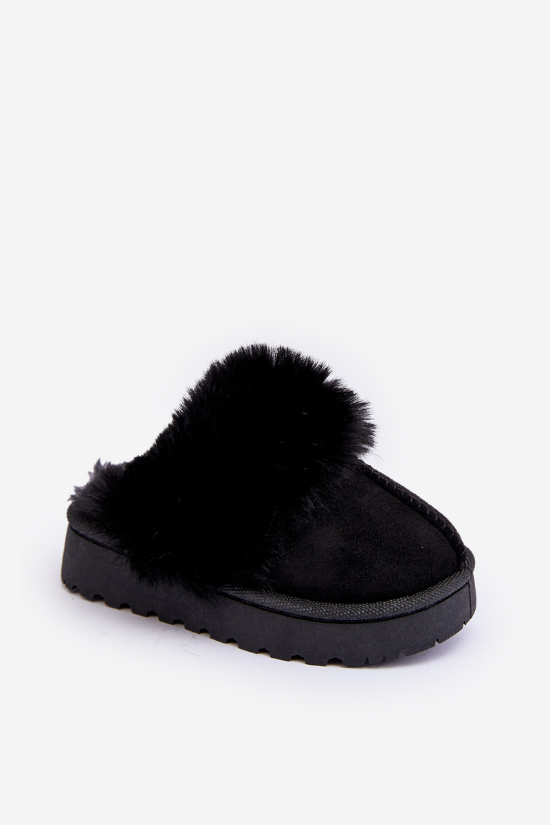 FR1 Children's Slippers With Fur Black Birasta