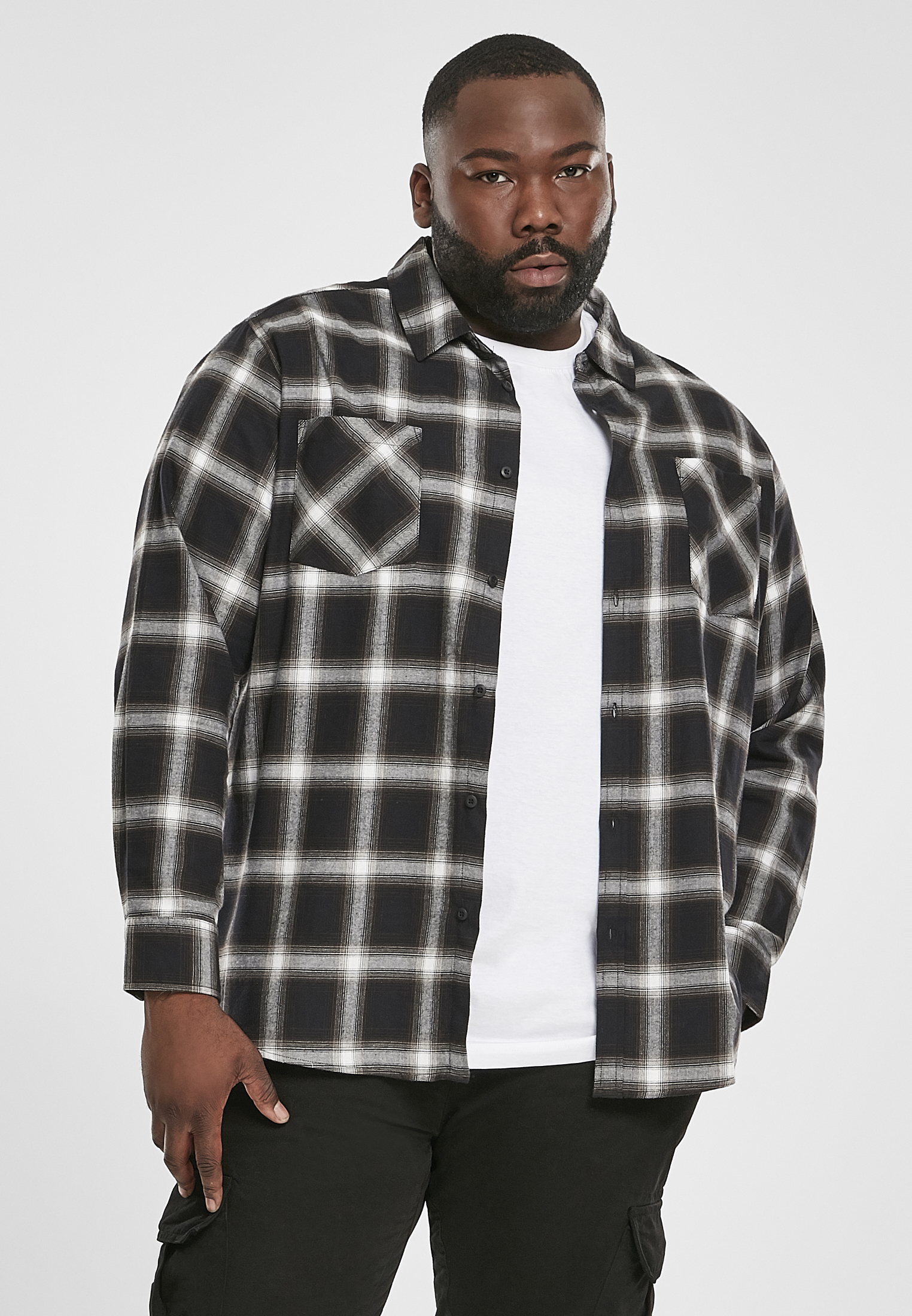 Plaid Flannel Shirt 6 Black/white