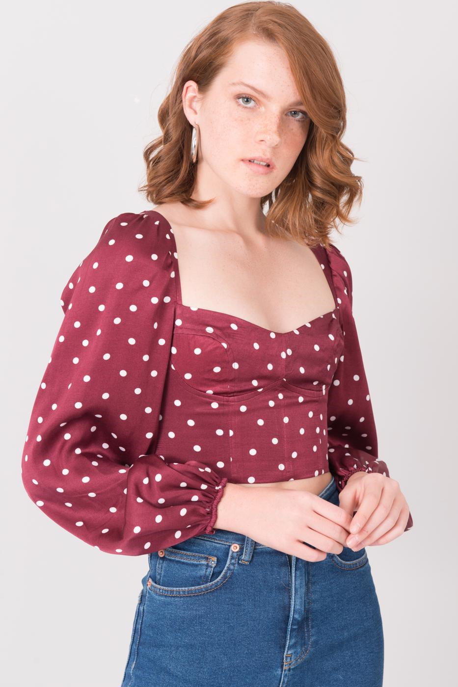 BSL Burgundy Polka Dot Bluzka