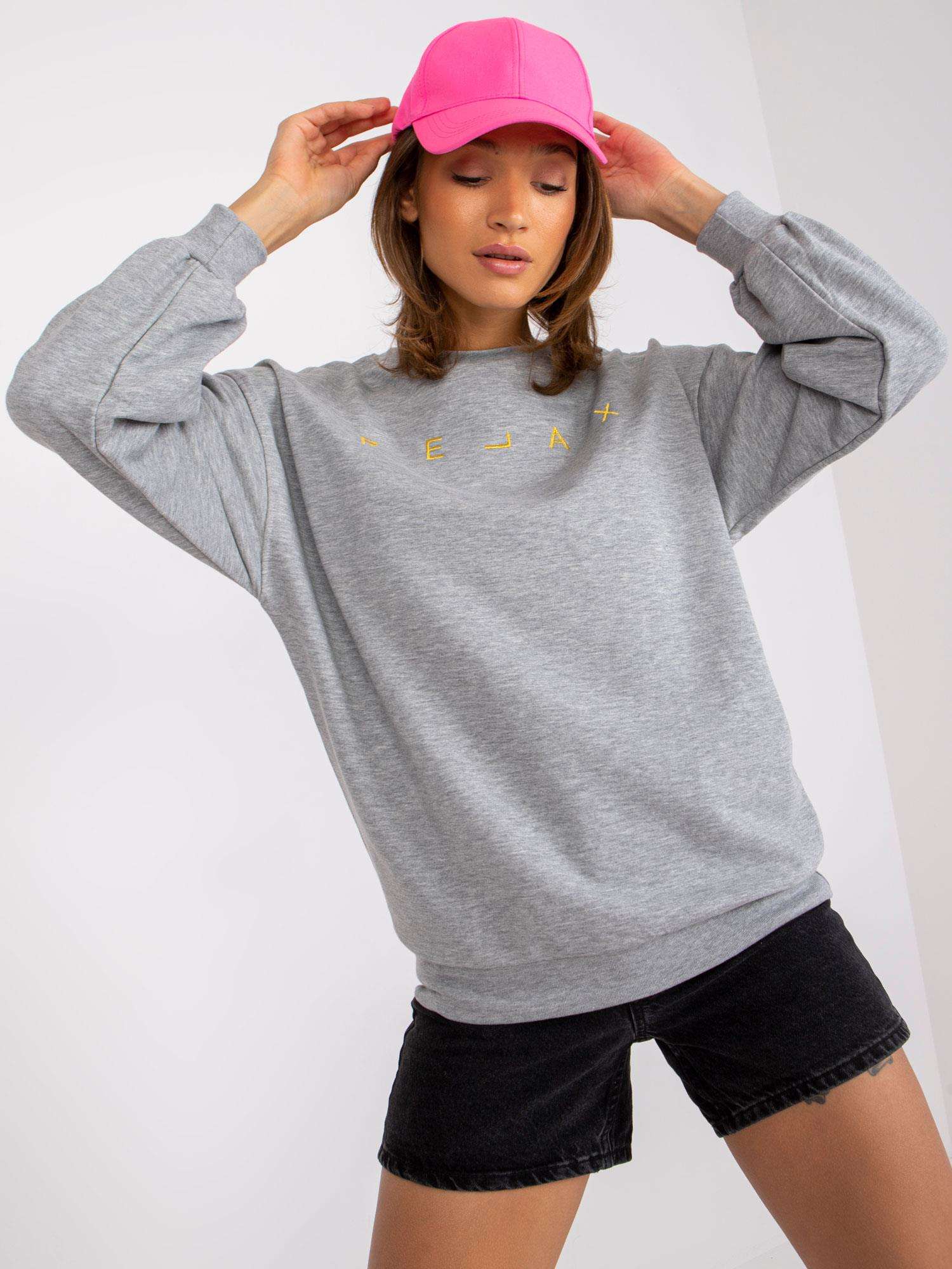 Grey Melange Sweatshirt With Damiette Slogan