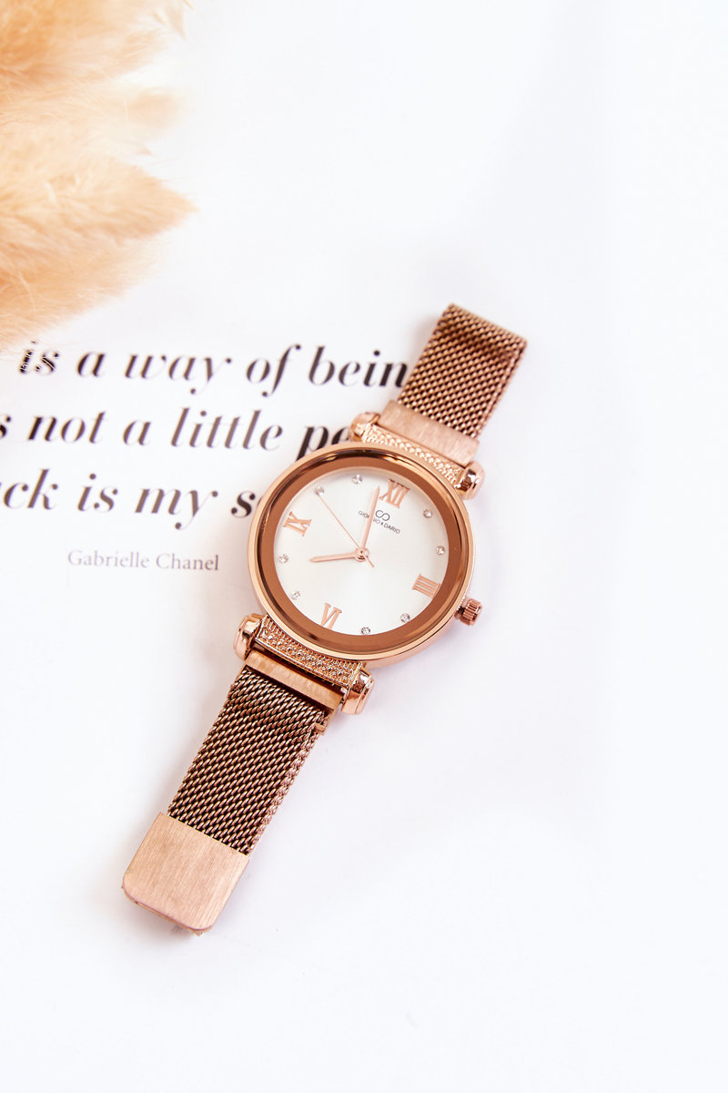 Levně Dámské hodinky Giorgio & Dario se magnetickým náramkem růžové Zlato