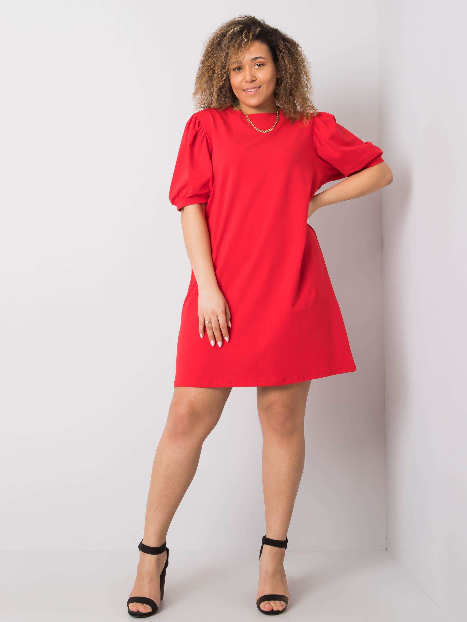 Levně Větší červené bavlněné šaty