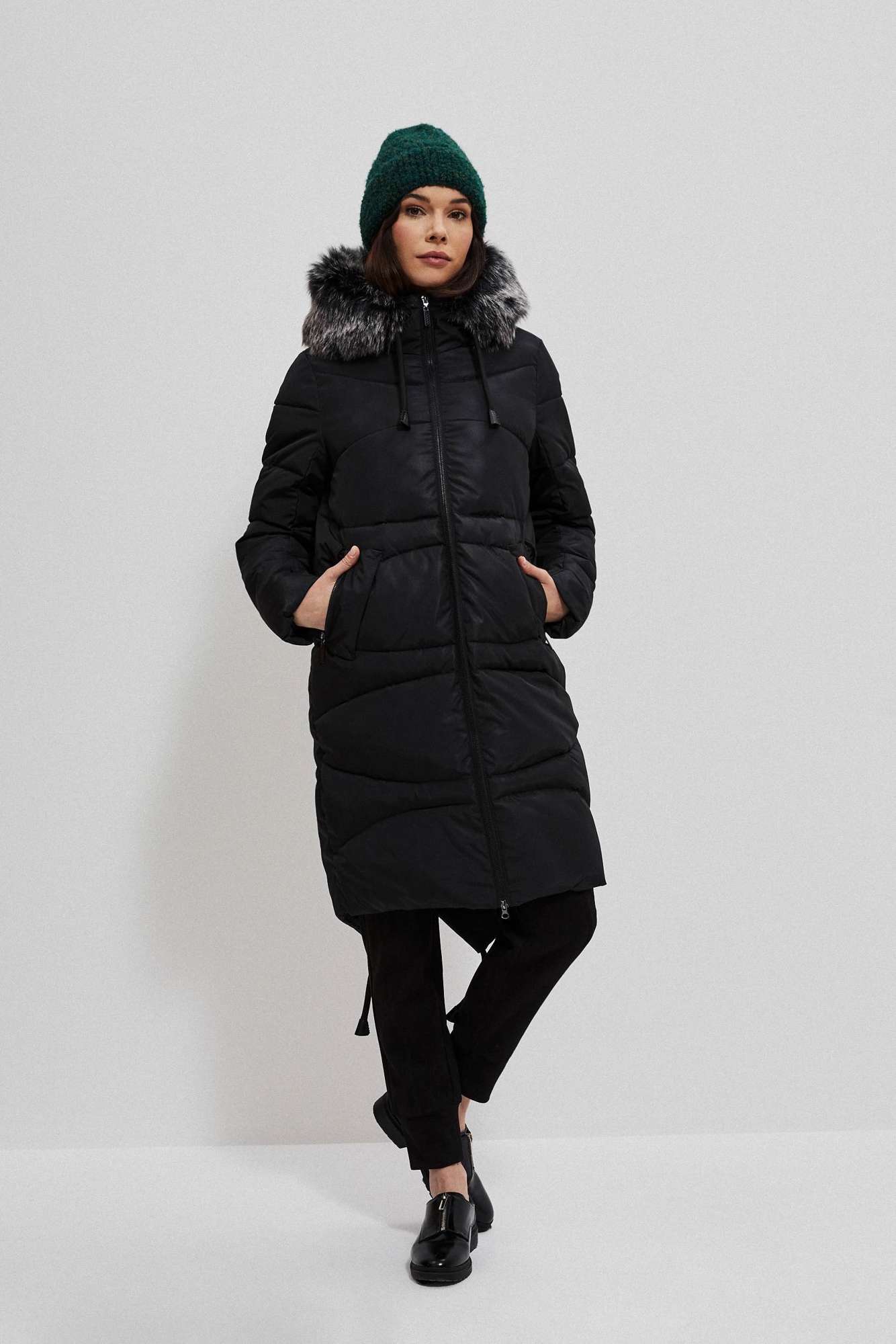 Long Quilted Hooded Jacket