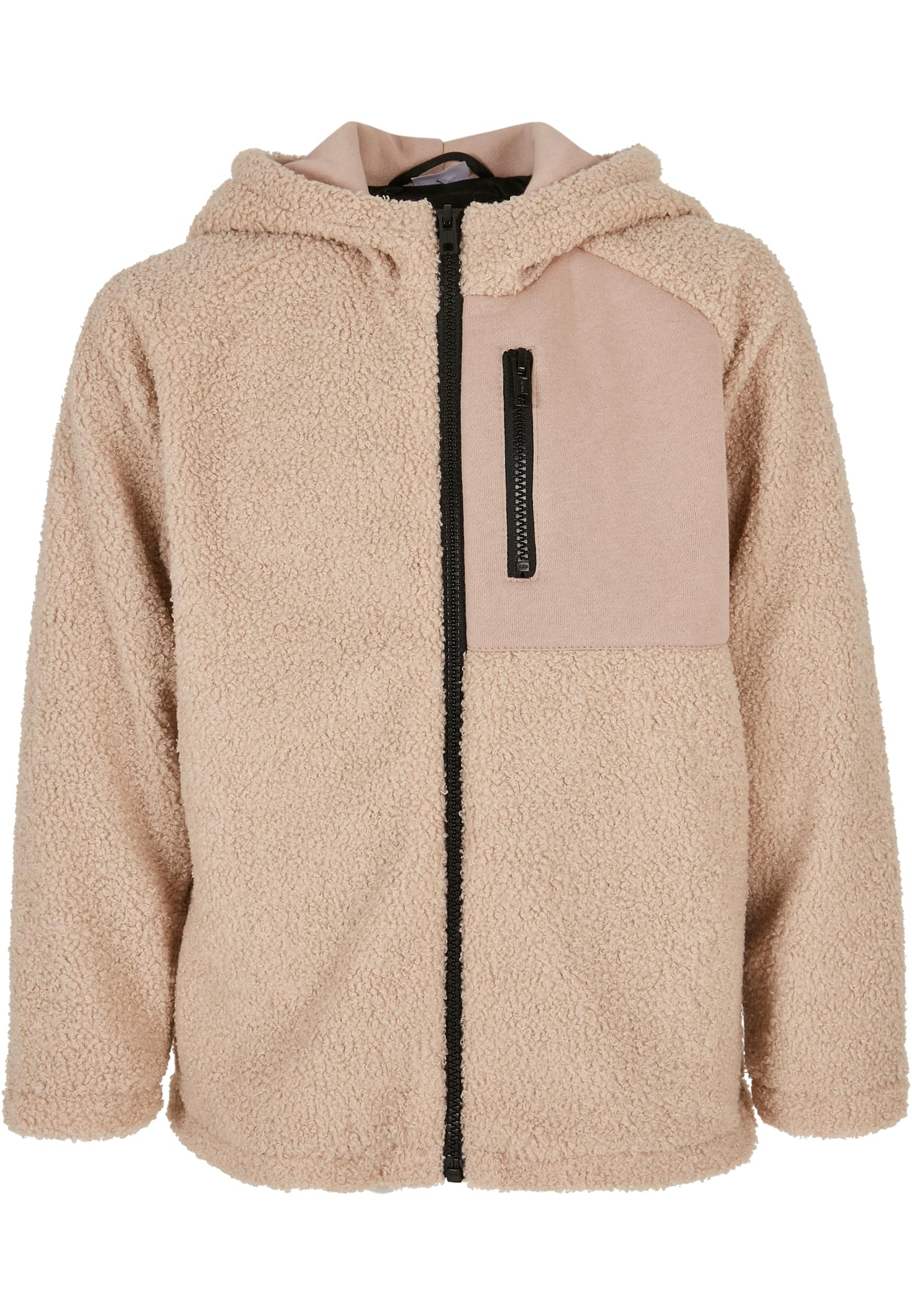 Levně Chlapecká bunda Sherpa s kapucí na zip darksand