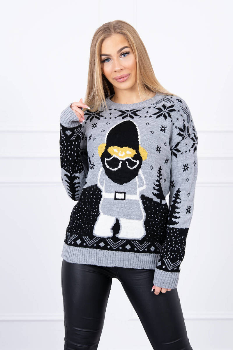 Christmas Sweater With Santa Claus Gray