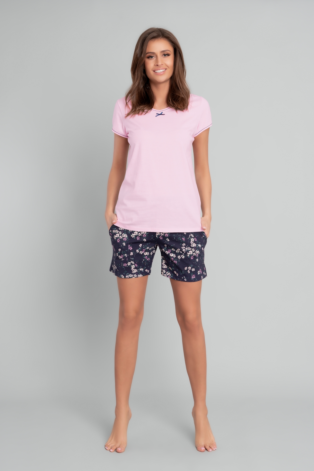 Women's Pajamas Celestina, Short Sleeves, Short Legs - Pink/print