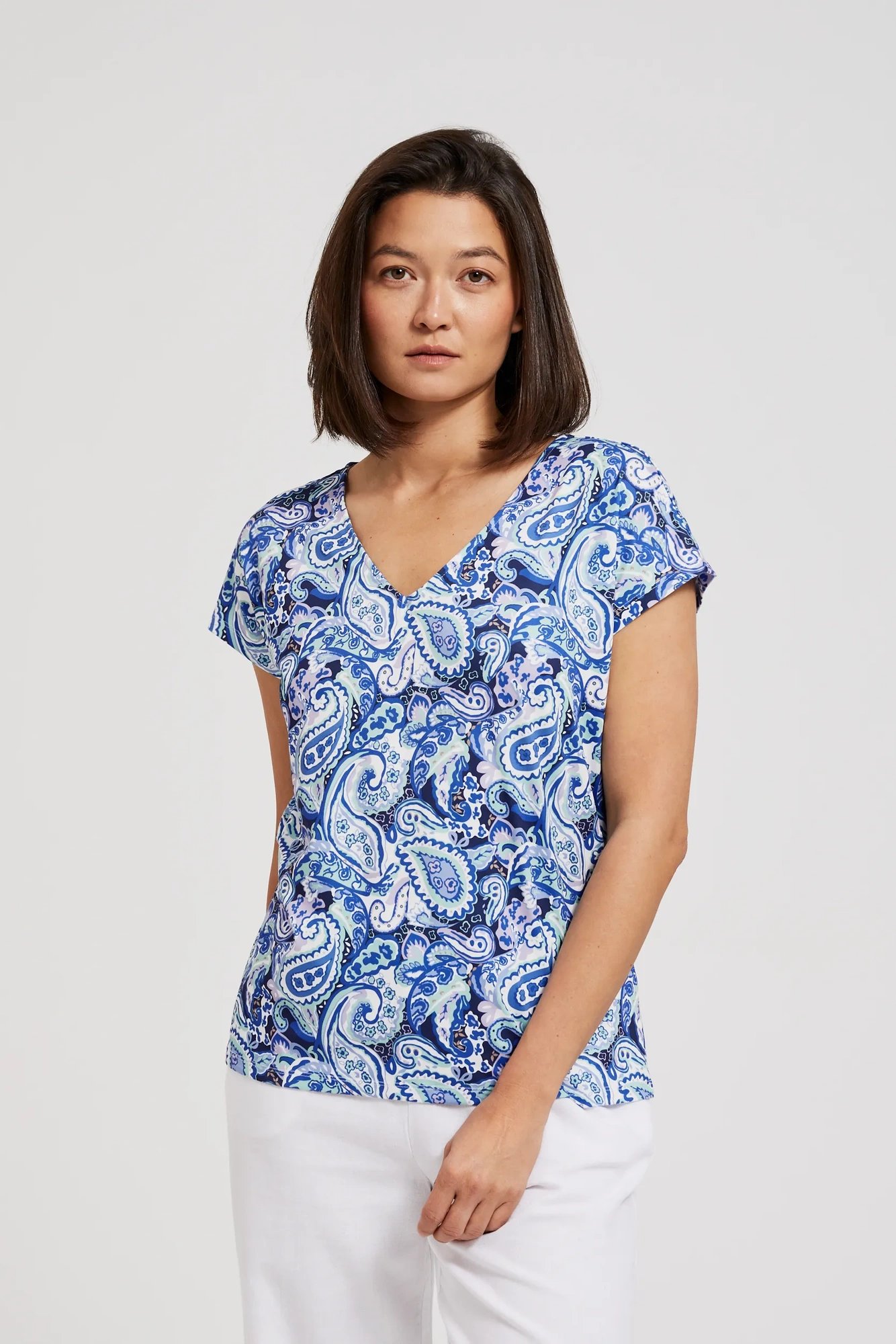 Dámské tričko vzorované MOODO -  námořnická modrá